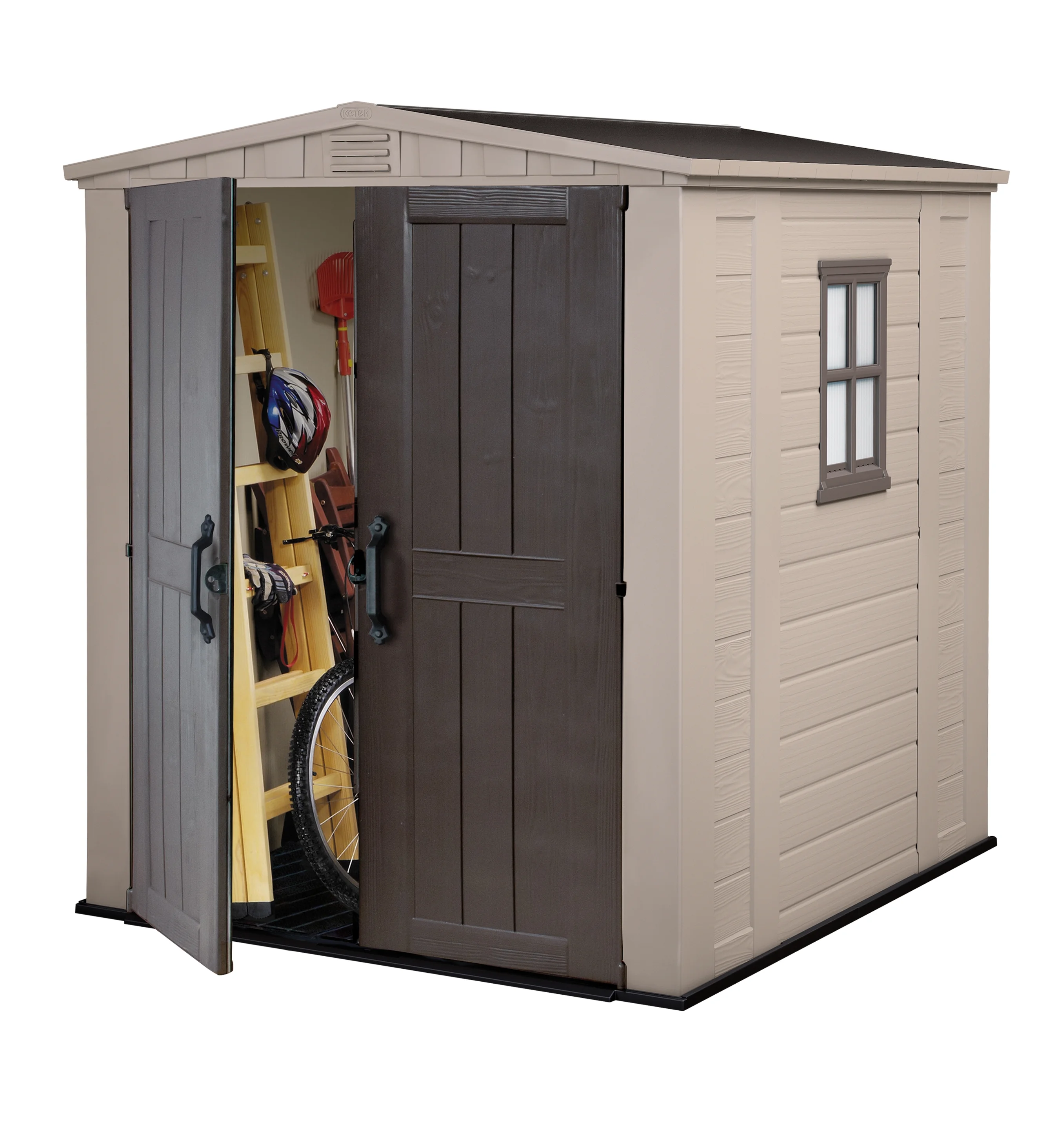 Keter Factor 8 x 11 Foot All Weather Resin Outdoor Storage Shed, Taupe