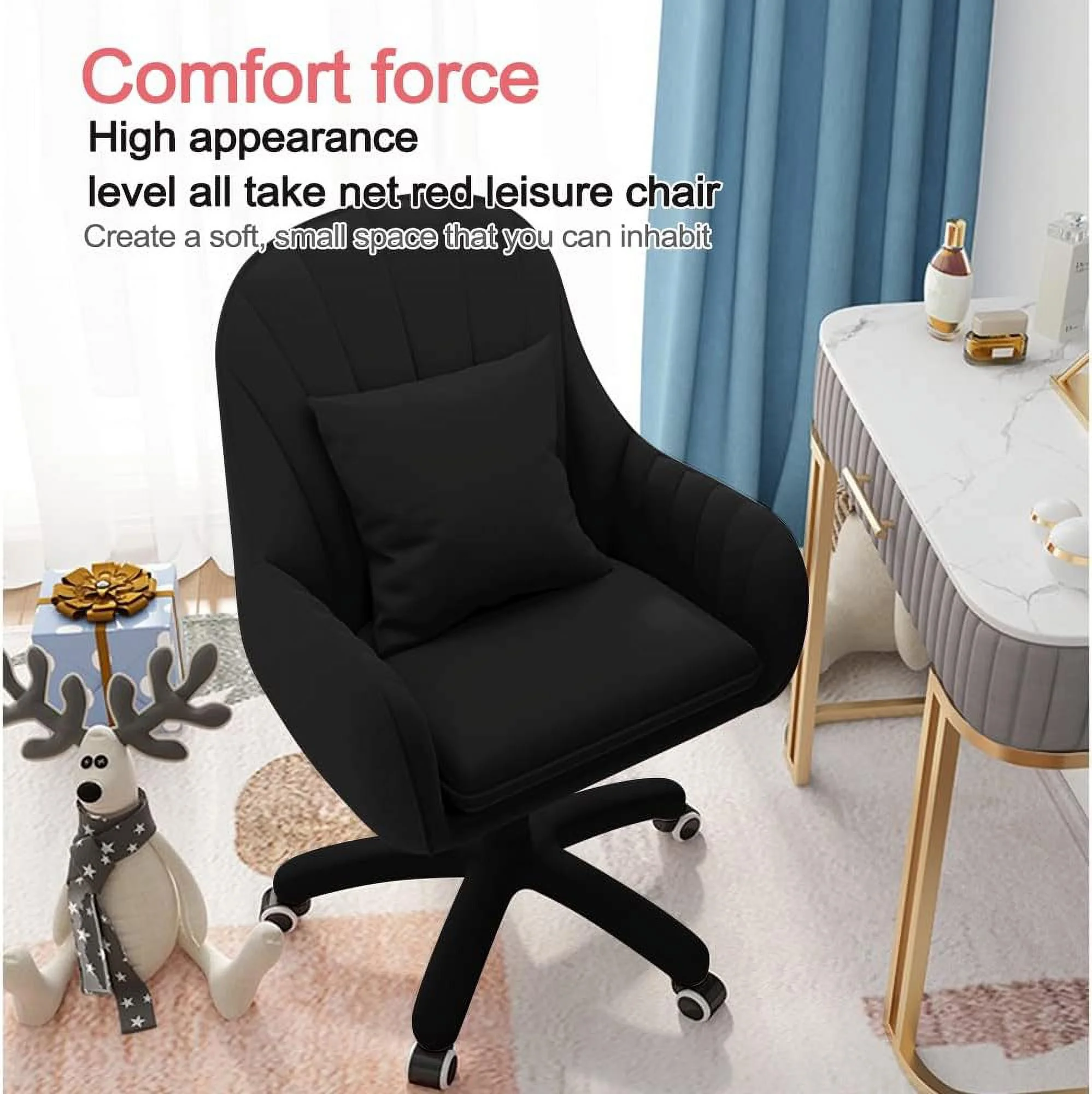 Home Office Chair Computer Chair with Mid-Back Upholstered Modern Tufted Computer Task Chair Swivel Height Adjustable Velvet Accent Chair.��White��