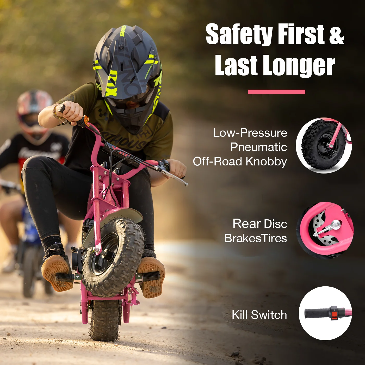 FRP 50cc Gas Dirt Bike - Red Mini Motorcycles for Young Riders, Gas Powered Mini Bike with Safety Kill Switch, Tubeless Tires, Easy Pull Start, and EPA Approved (Red)