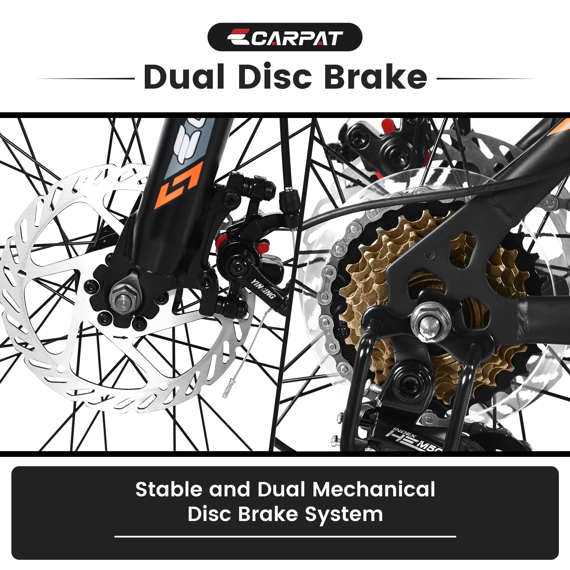 Ecarpat Mountain Bike, 24-Inch Wheels Bikes Shimano 21-Speed with High Carbon Steel Frame Mechanical Disc Brakes Front Suspension Fork for Youth Adults Multiple Colors