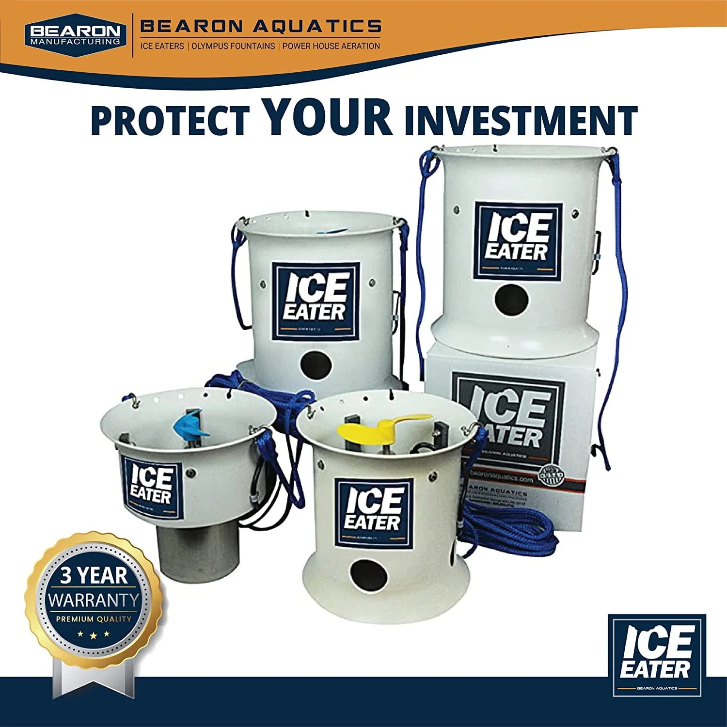 Ice Eater P250|1/4HPPond, Lake, Ocean and Dock De-Icer, 115V, 50 ft. Power Cord