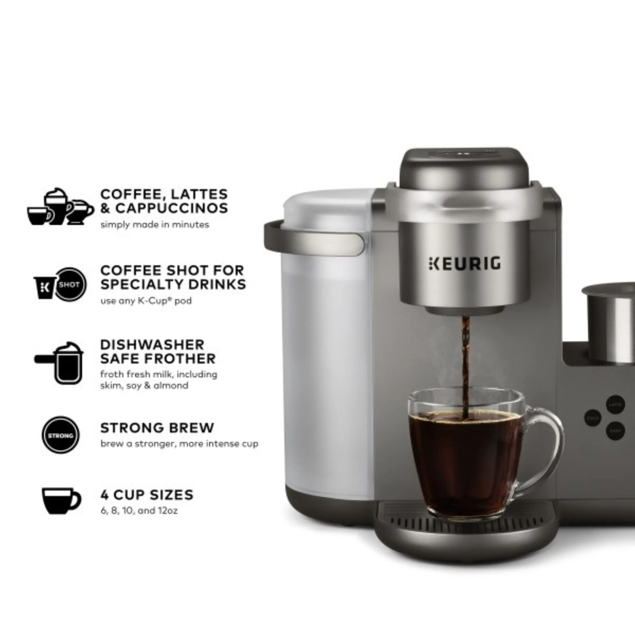 Keurig K-Cafe Single Serve K-Cup Coffee Maker, Latte Maker and Cappuccino Maker, Dark Charcoal
