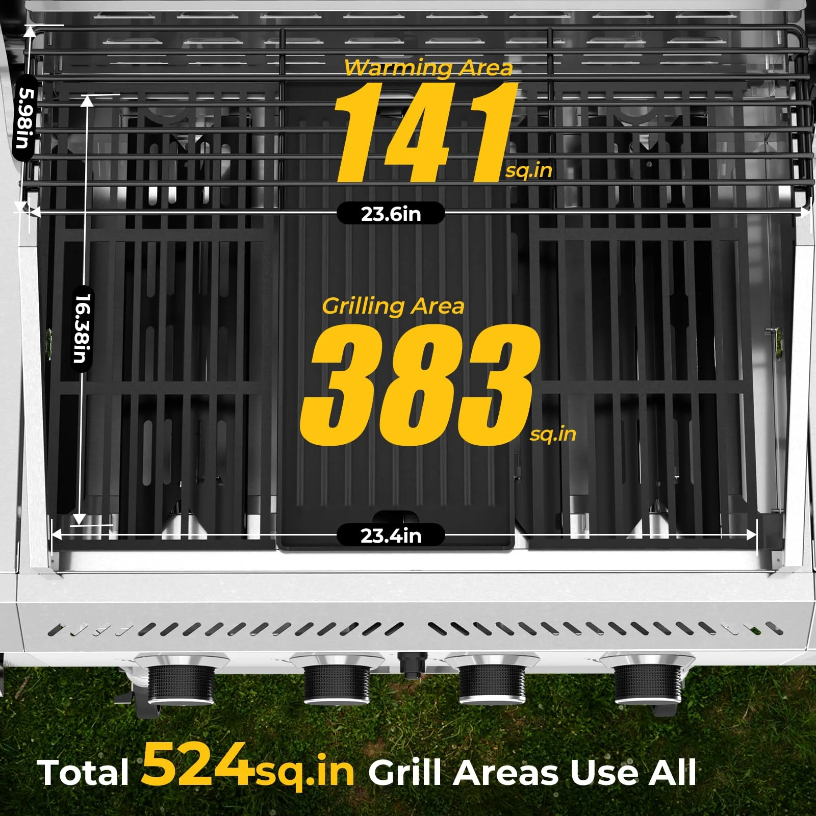 LHRIVER Stainless Steel 4 Burner Propane Gas Grill with Side Burner, Portable Outdoor Barbecue Grill, 45,000 BTU