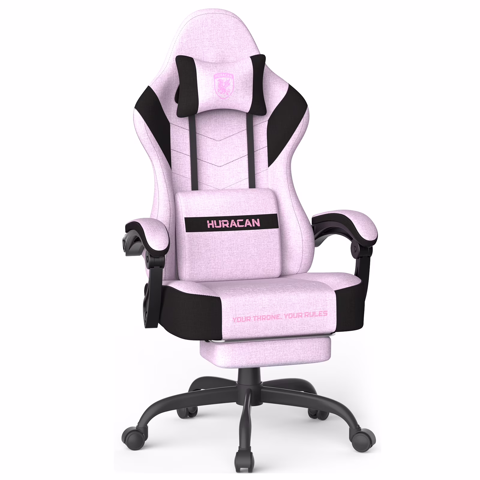 SOONTRANS Gaming Chair for Adults, Ergonomic Linen Fabric Computer Chair with Massage Lumbar Pillow, Gamer Game Chair with Adjustable Headrest, Comfortable Office Chair for Home, White