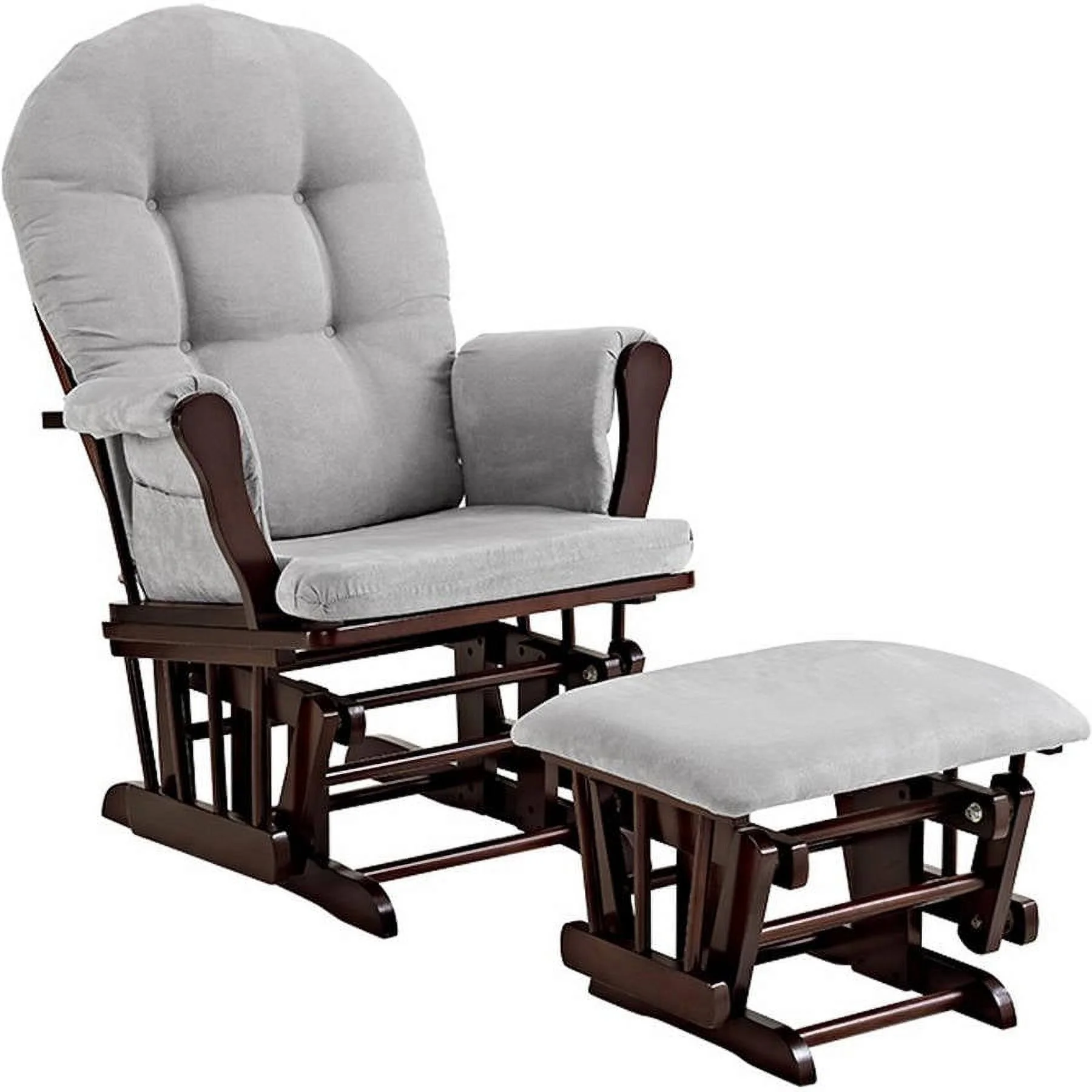 Angel Line Windsor Glider and Ottoman, Natural Finish with Gray Cushions