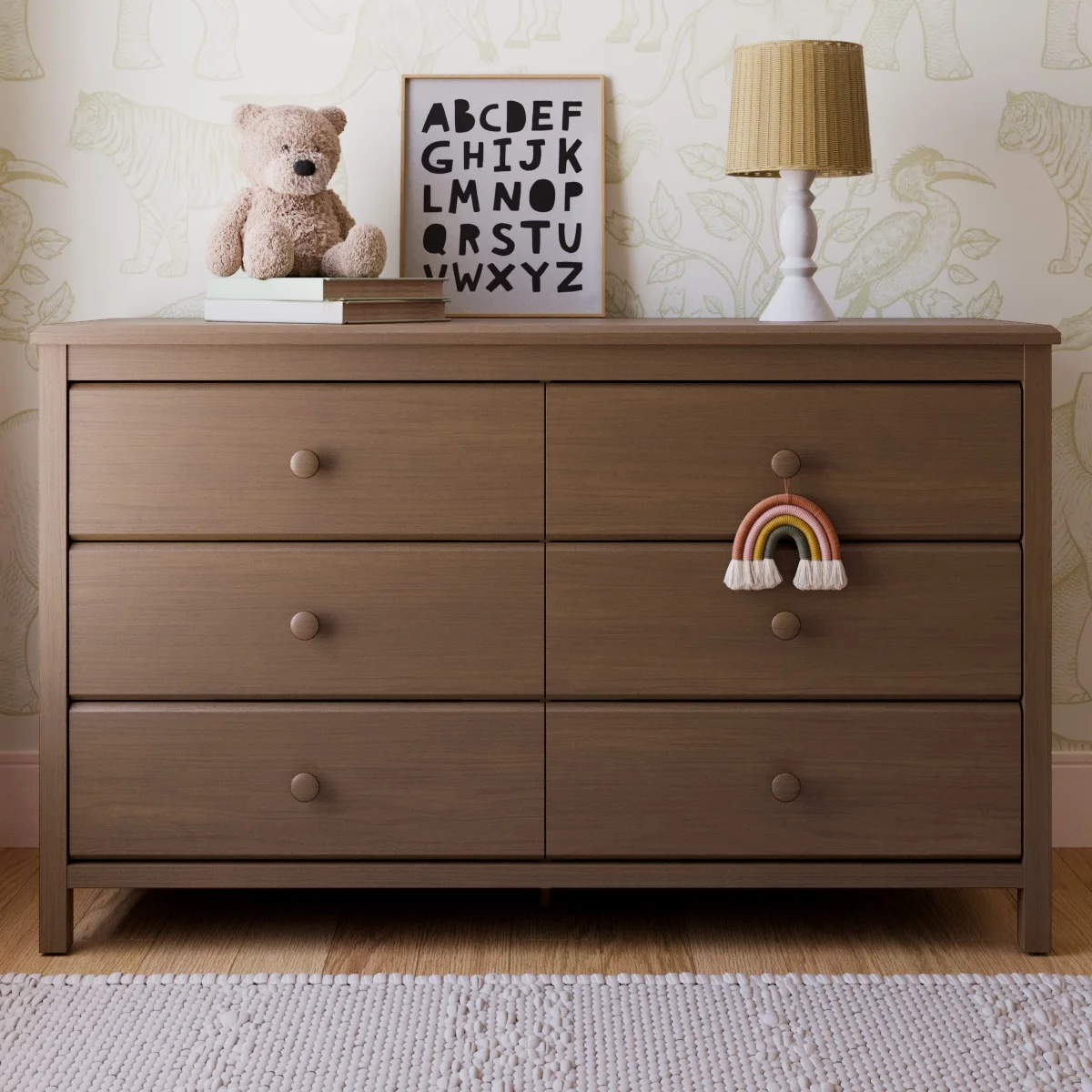 Storkcraft Alpine 6 Drawer Nursery Double Dresser, Olive
