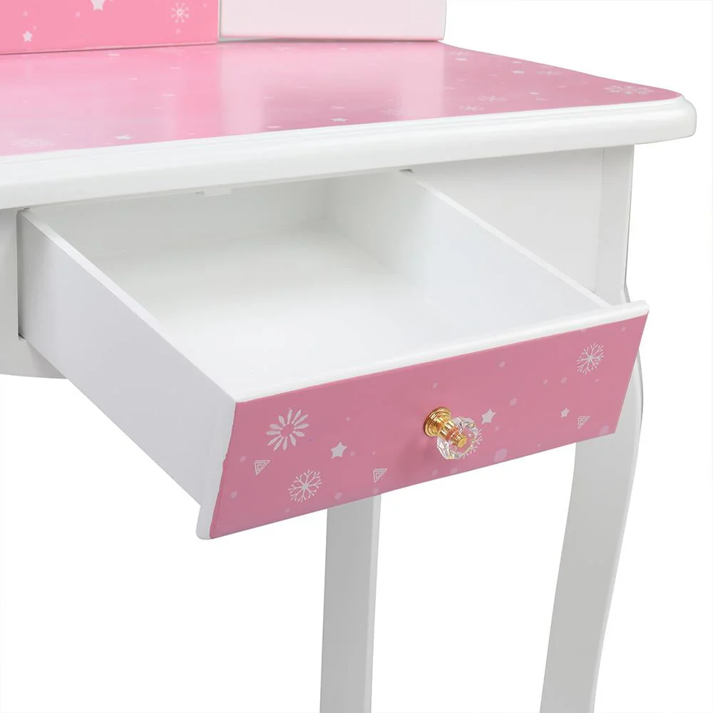 Winado Kids Vanity Table and Chair Set with Mirror Makeup Dressing Table with Drawer Fashion