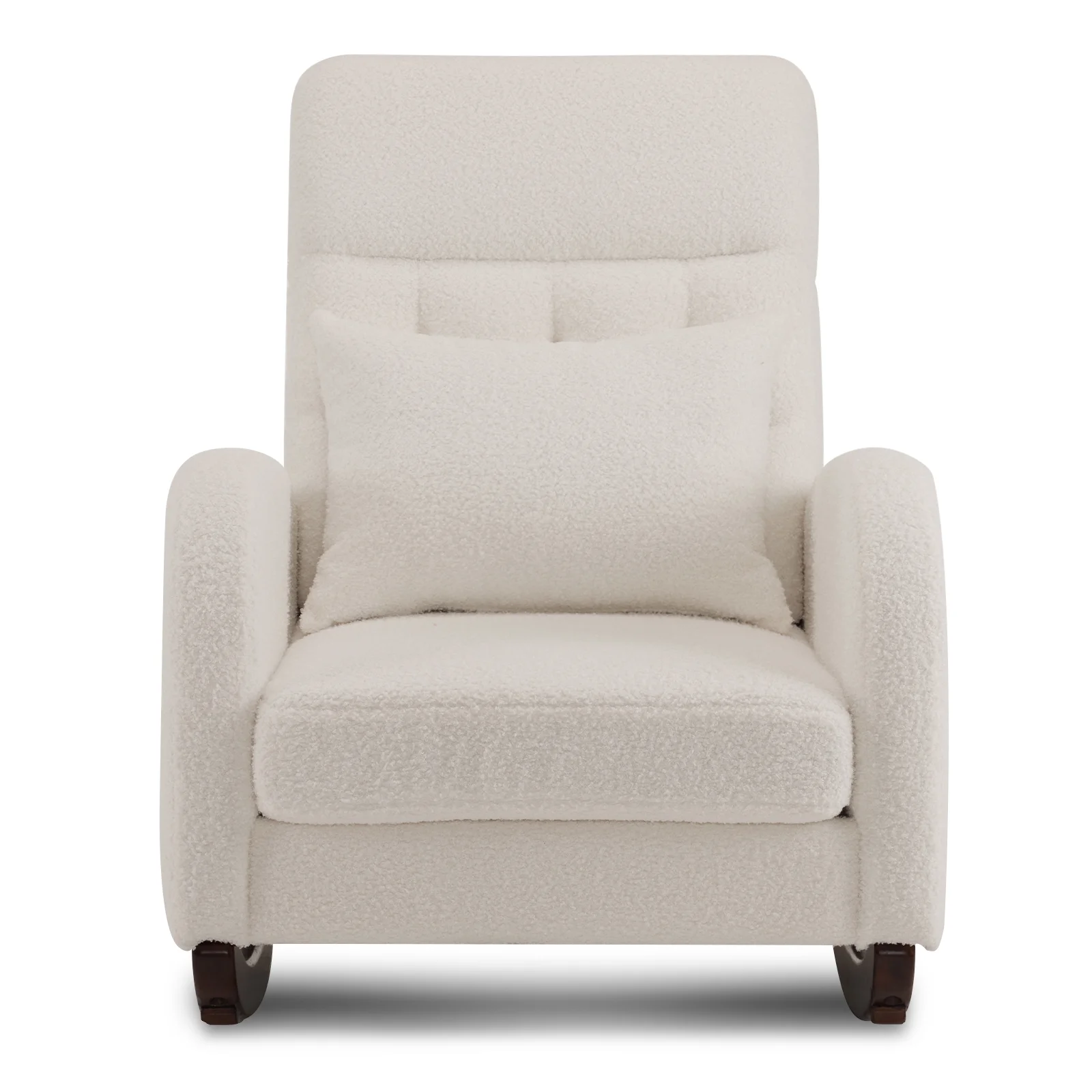 Ktaxon Rocking Accent Chair Glider Reading Chair Comfy Teddy Velvet Upholstered Single Sofa Rocker for Living Room, Nursery, Bedroom Beige