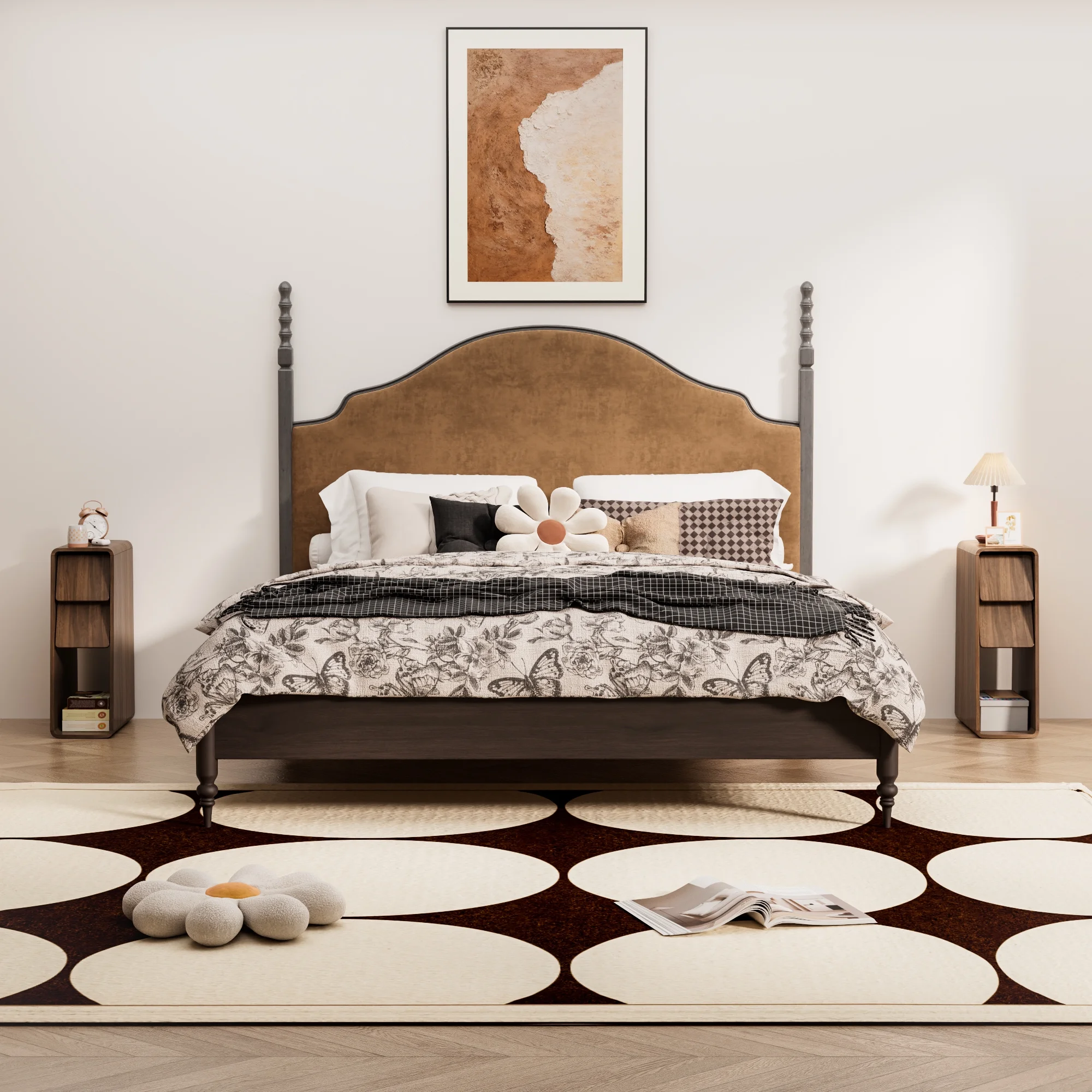 Narrow Nightstand Set of 2 with Drawers, Fluted Slim Side End Table with Storage for Small Spaces