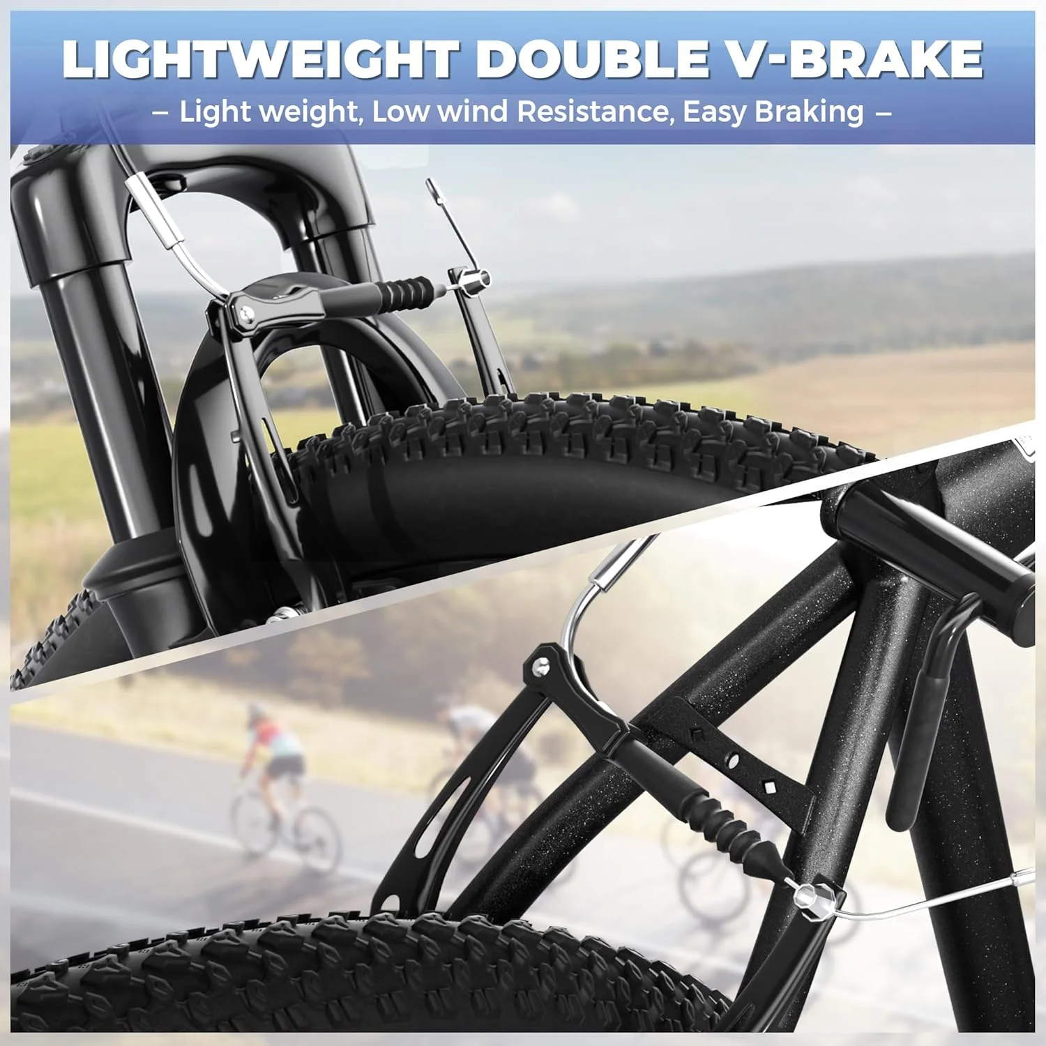 Outroad 26 Inch Mountain Bike, 7/21-Speed/High-Carbon Steel/Aviation Grade Frame, Dual Disc/V Brake, Adjustable Ergonomic Seat Bicycle for Men Women Adult, Quick Assembly in 20 Minutes