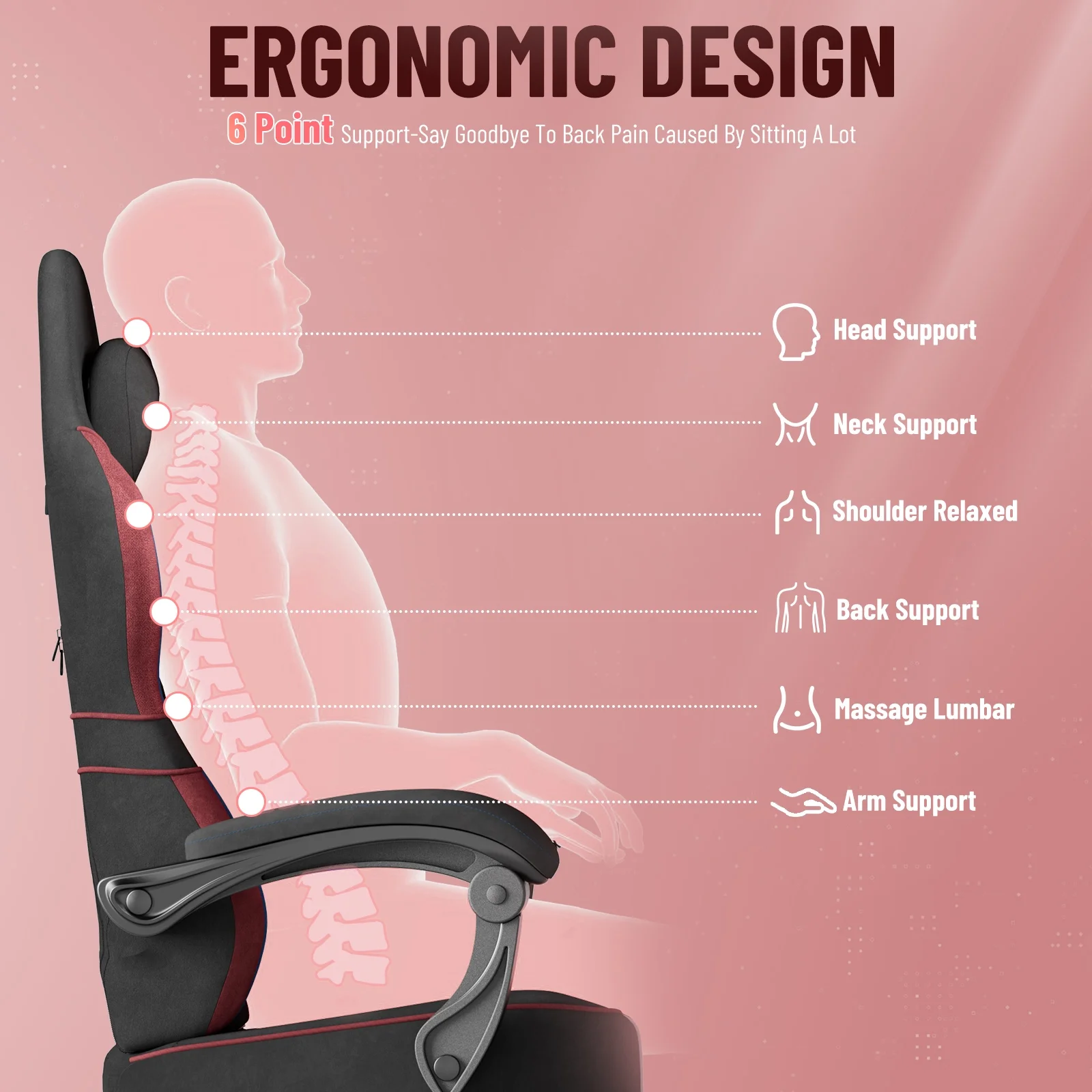 SOONTRANS Gaming Chair for Adults, Velvet Fabric High Back Comfortable Video Game Chair with Footrest and Massage Lumbar Cushion, Racing Computer Desk Chair, Ergonomic Gamer Chair, Black/Grey