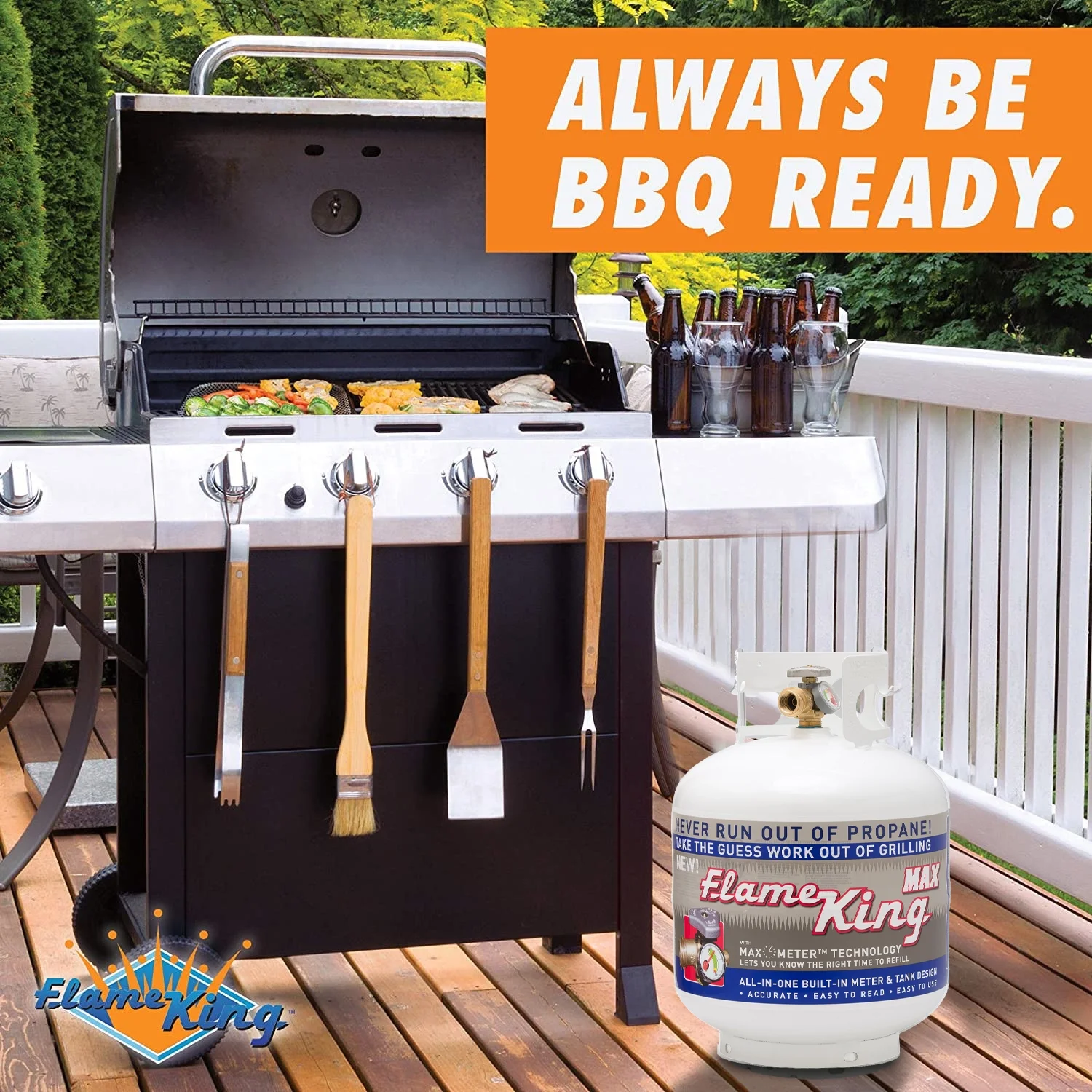 Flame King Empty Steel Propane Tank LP Cylinder with OPD Valve & Built-in Gauge, 20 lbs