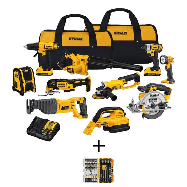 20V MAX Cordless 10 Tool Combo Kit, MAXFIT Screwdriving Set (35 Piece), (2) 20V 2.0Ah Batteries, Charger, and Bag