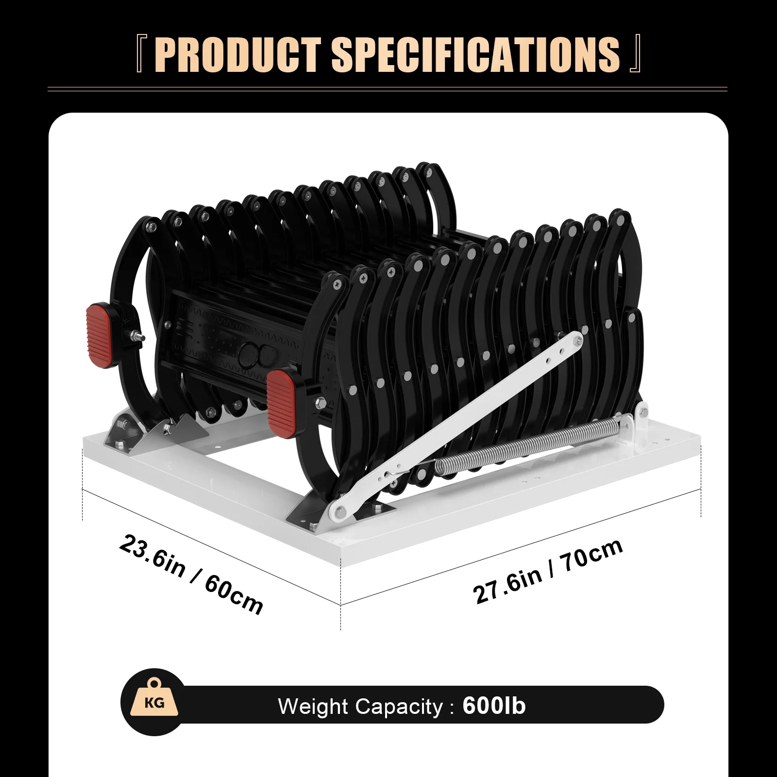 Mad Hornets Wall Mounted Folding Ladder Black Loft Attic Stairs Pull down 12 Steps