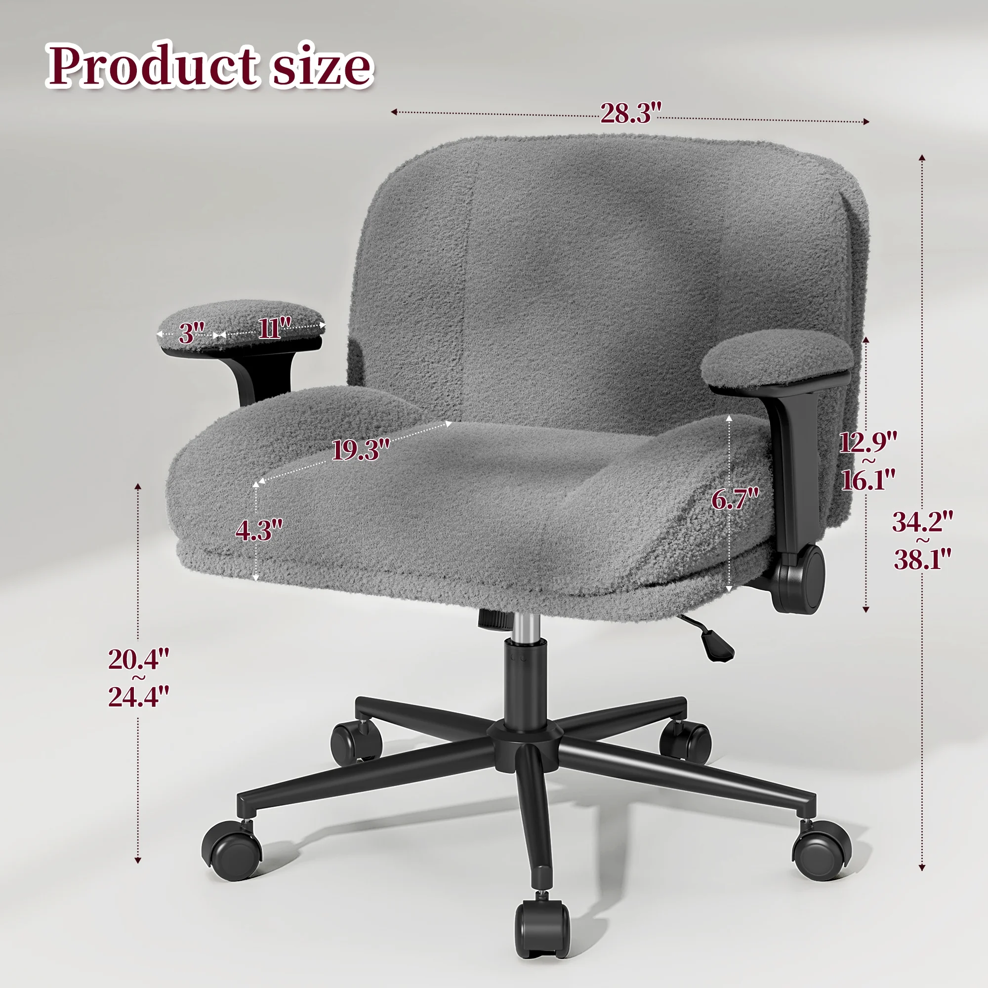 Romorgniz Criss Cross Chair with Adjustable Arms & Lumbar Support Office Chair with Reclining Back, Thick Cushion & Wheels for Office, Gaming, Reading, Vanity, Off-White