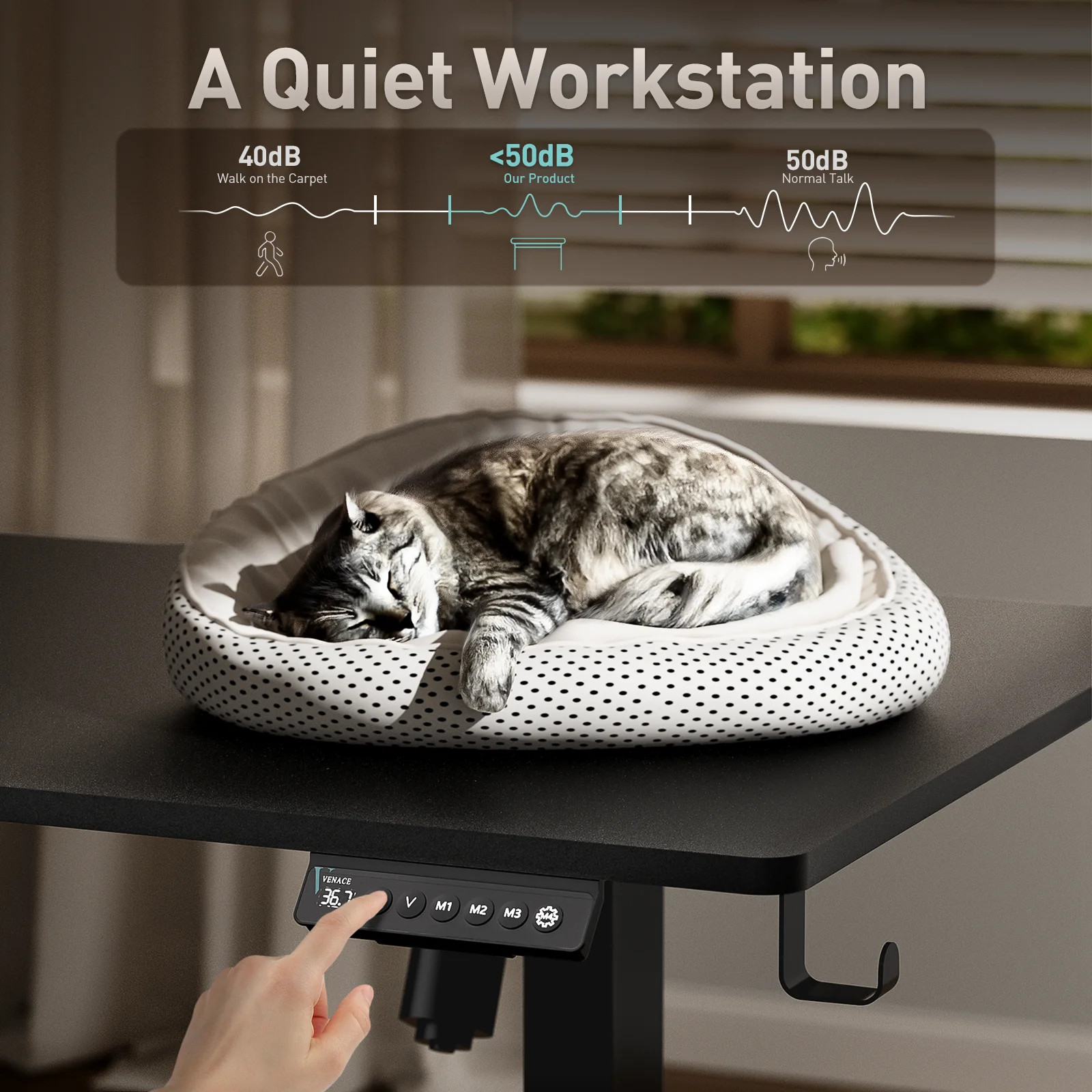 VVENACE Electric Standing Desk Height Adjustable Desk 48 inch 4 Memory Height Ergonomic Sit Stand up Desk for Home Office, White, 2 Split Boards