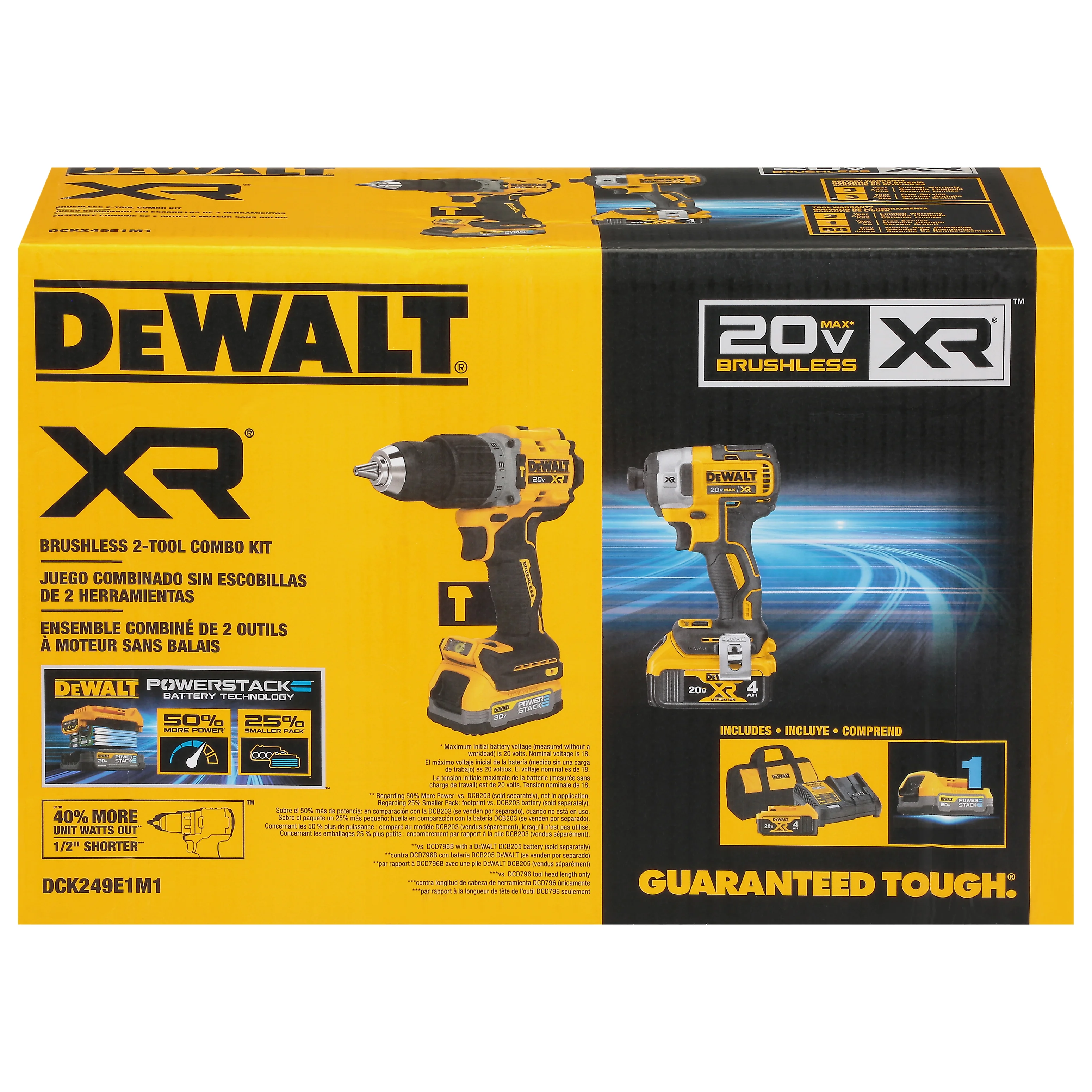 DEWALT 20V MAX XR Cordless Hammer Drill Driver and Impact Drive Combo Kit, Batteries and Charger Included (DCK249E1M1)