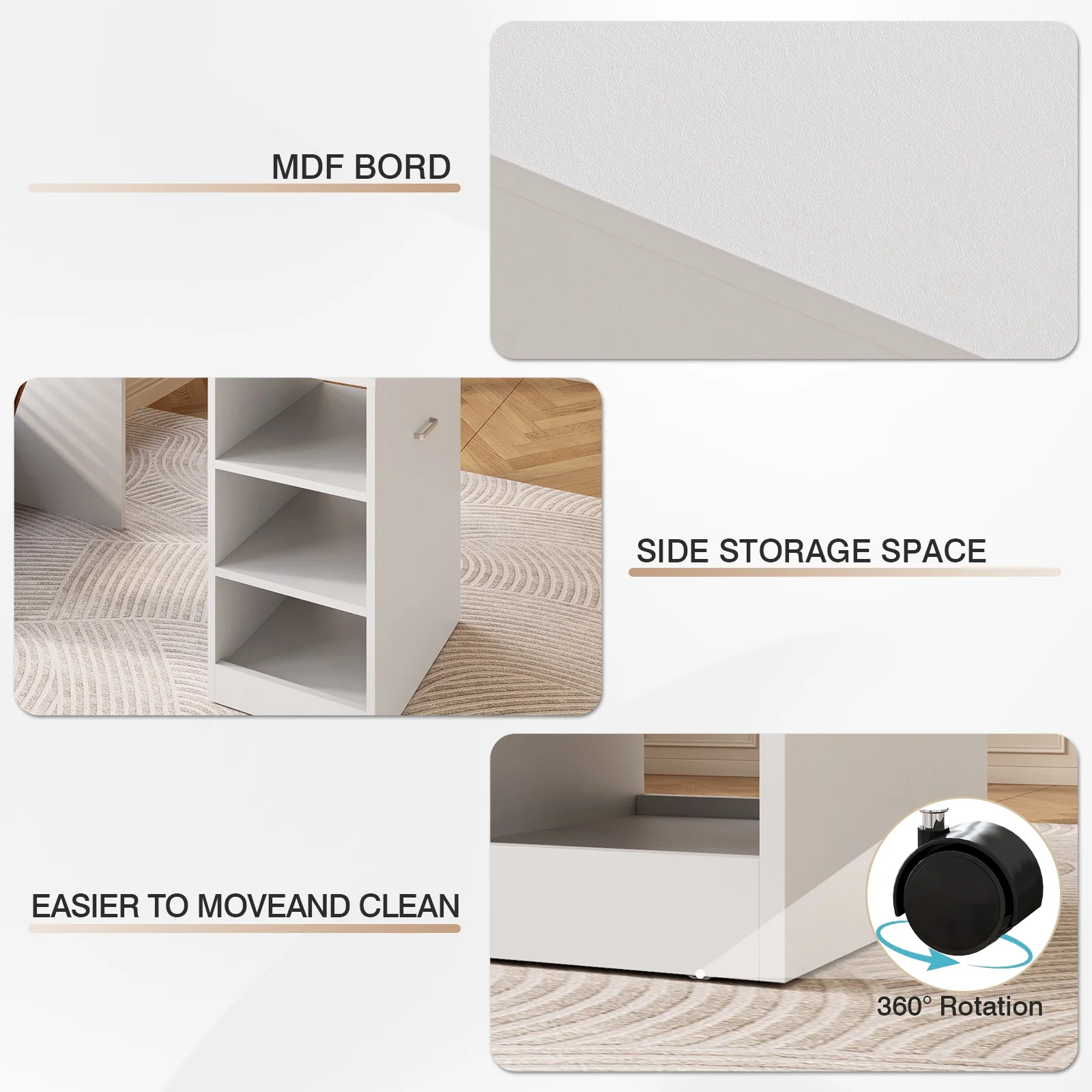 Tarnorci foldable desk Home Office compact desk with 3 Layer Storage Rack