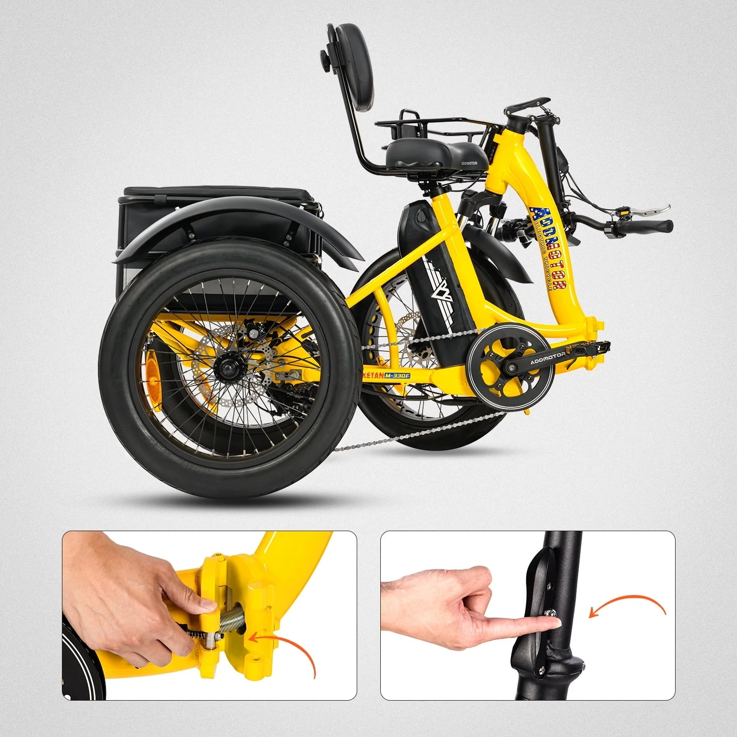 Addmotor Electric Trike, 750W Foldable Electric Tricycle, Folding Electric Trike for Adults,48V 20Ah Removable Battery,20