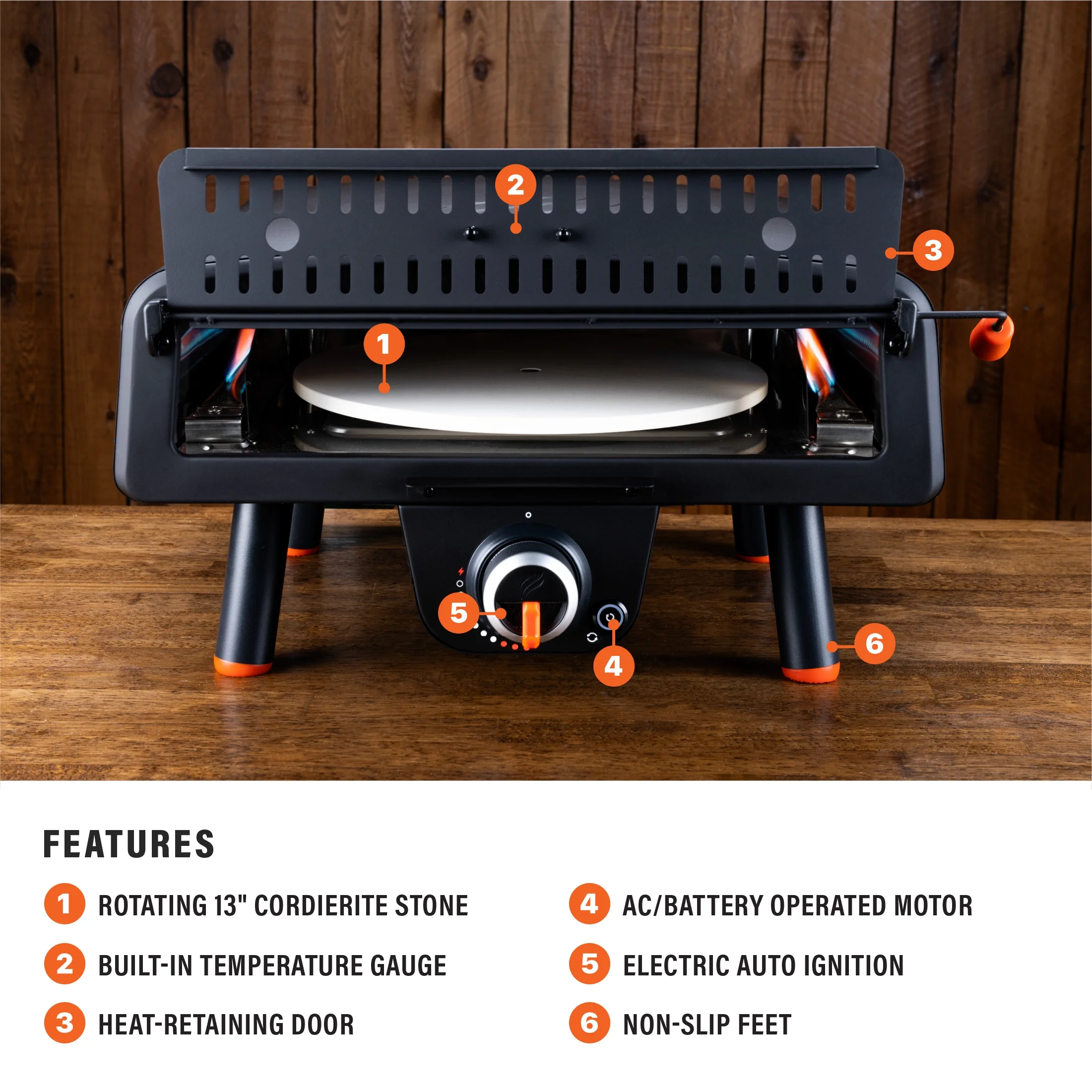 Blackstone Outdoor Tabletop Propane Pizza Oven with 13�?Rotating Pizza Stone