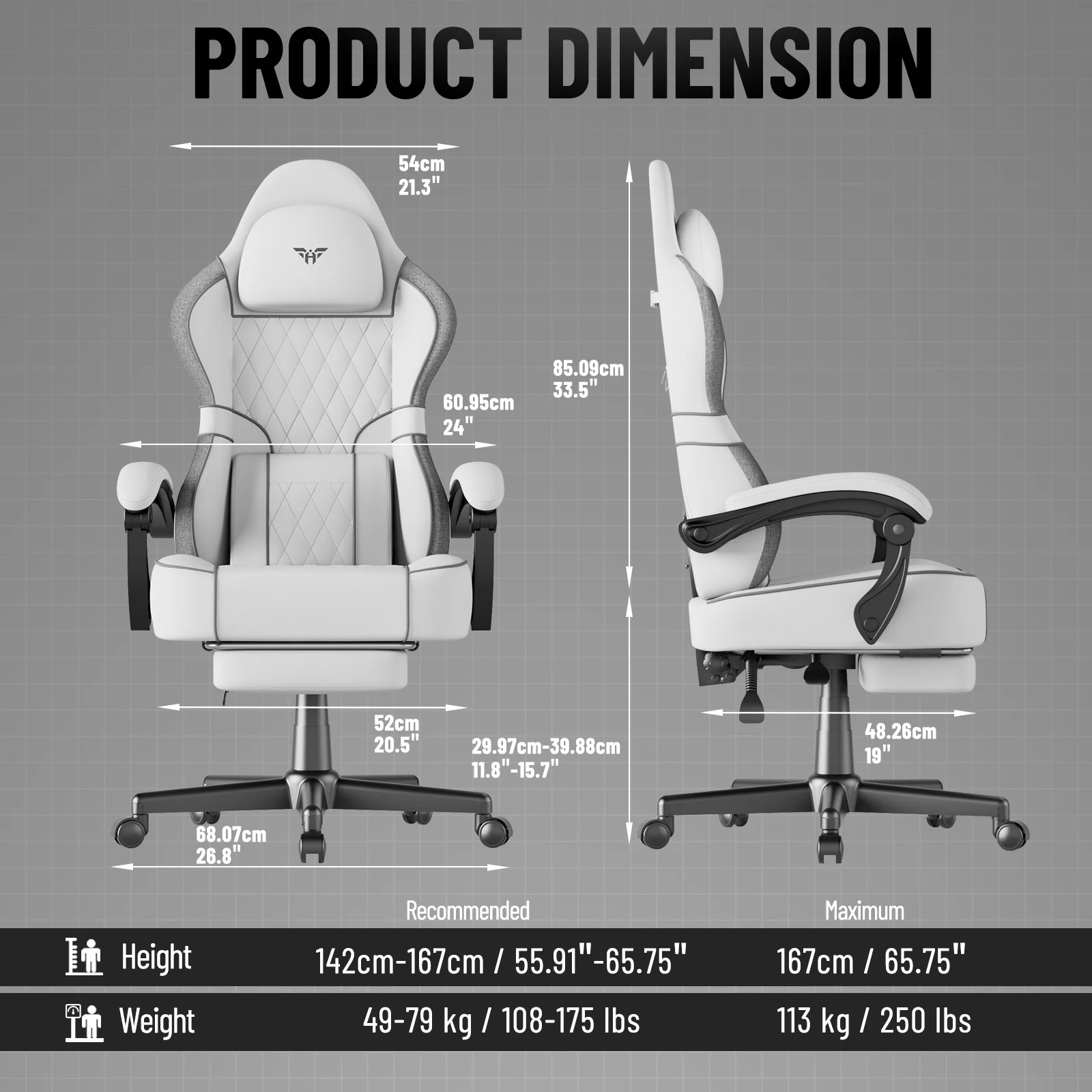 SOONTRANS Gaming Chair for Adults, Velvet Fabric High Back Comfortable Video Game Chair with Footrest and Massage Lumbar Cushion, Racing Computer Desk Chair, Ergonomic Gamer Chair, Black/Grey