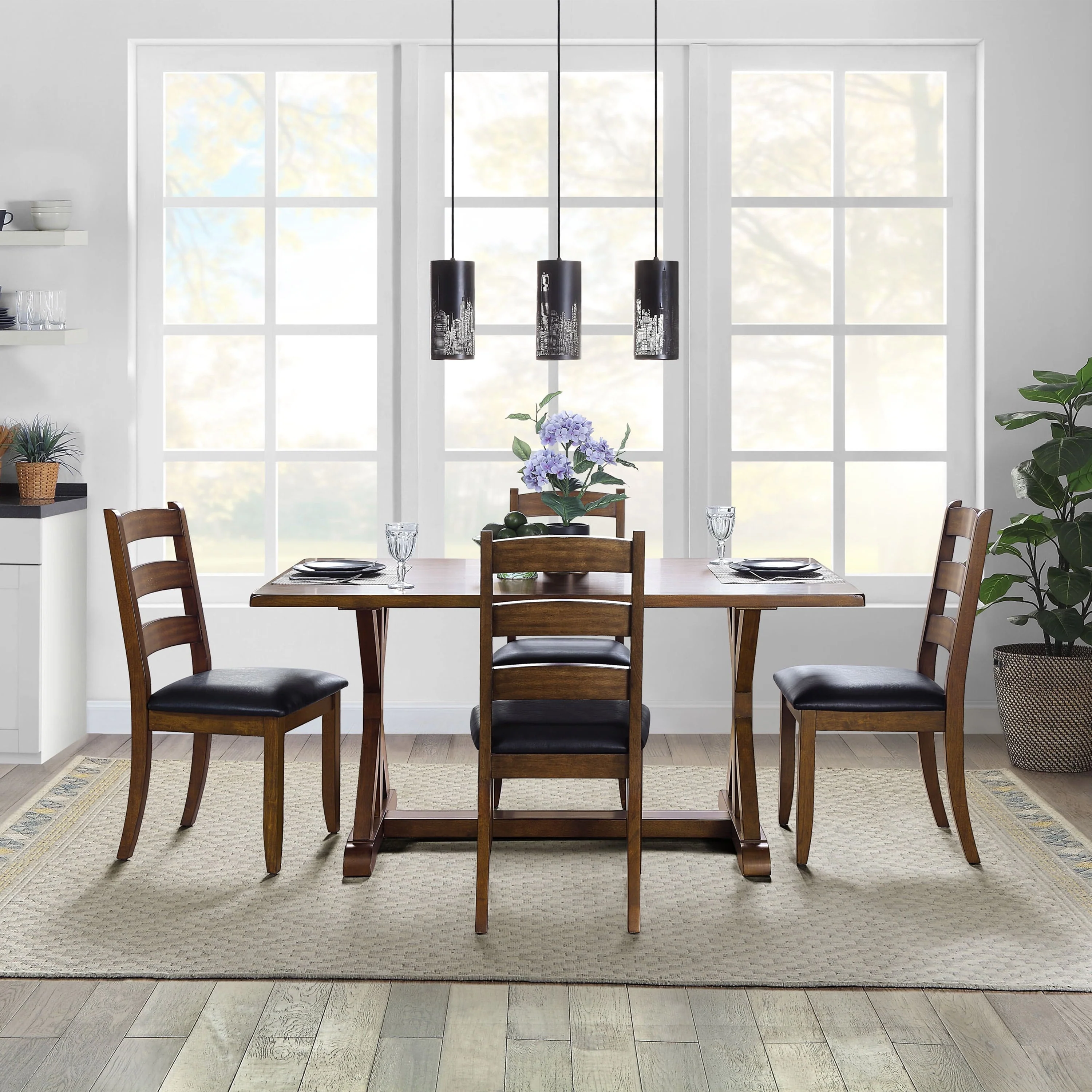 Better Homes & Gardens Granary Modern Farmhouse Ladderback Dining Chairs, Set of 2, Aged Brown Ash