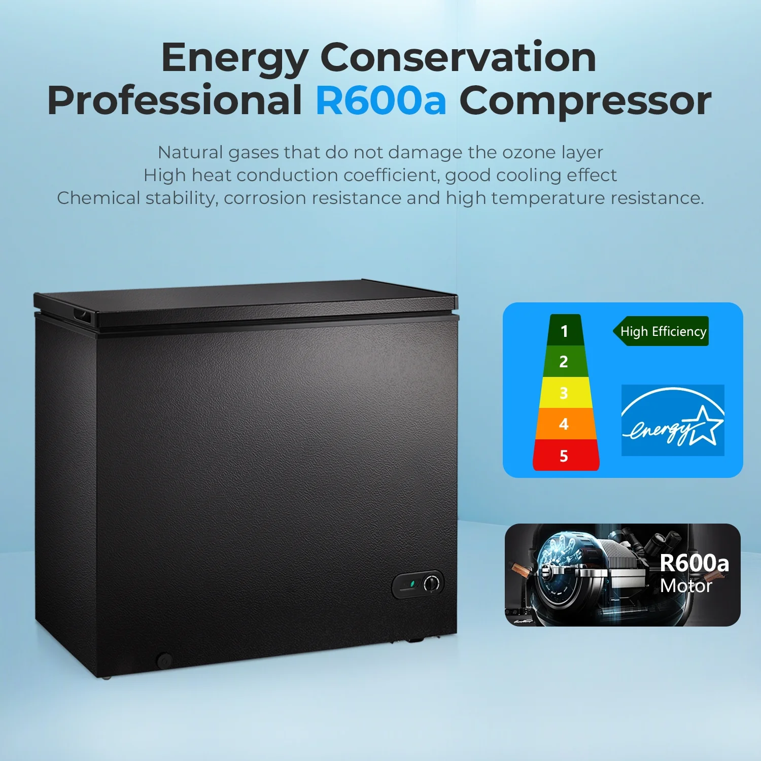 WAA 7.0 Cubic Feet Chest Freezer with 3 Removable Basket, Free Standing Top Open Door Compact Deep Freezer with Adjustable Temperature for Home/Kitchen/Office/Garage/Bar (7.0 Cu.Ft, Black)