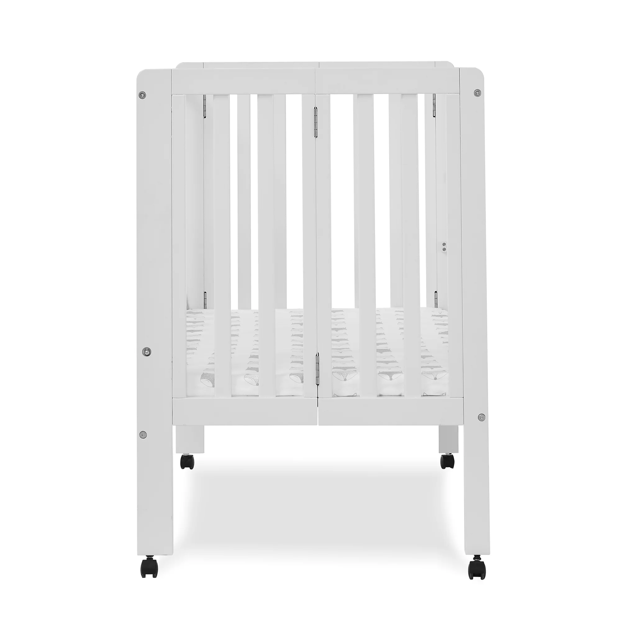 Delta Children Lee Portable Folding Mini Crib with 1.5-Inch Mattress - Greenguard Gold Certified, Bianca White
