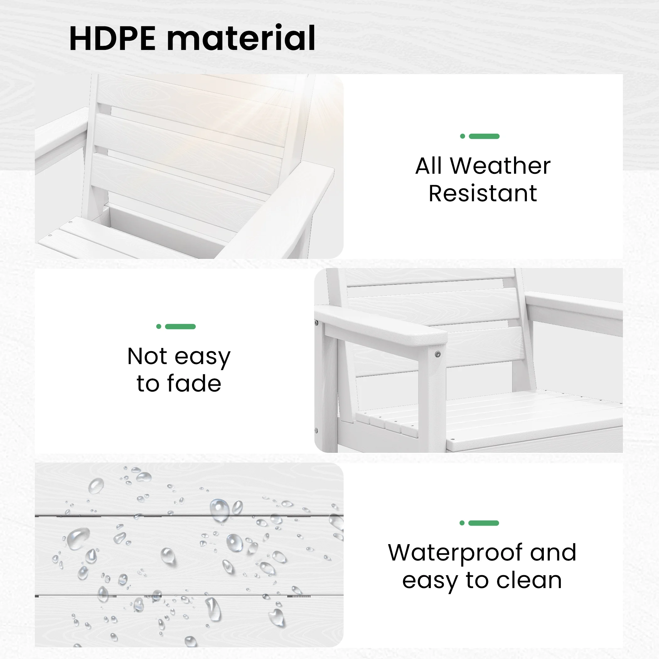 SERWALL Outdoor HDPE Dining Table Set, 7-Piece Outdoor Dining Table Sets with Umbrella Hole, Grey