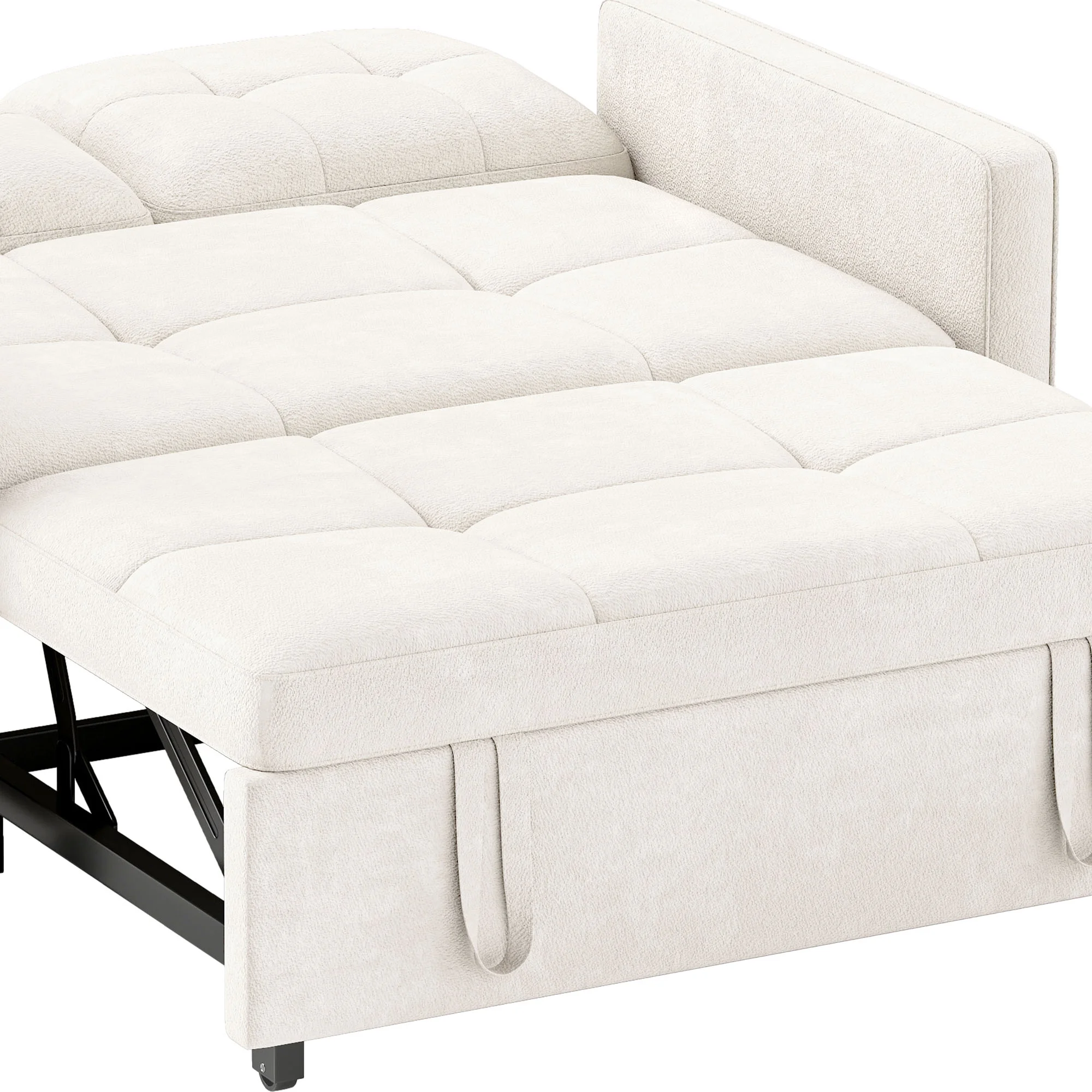 Dextrus  3-in-1 Convertible Futon Sofa Bed, Modern Sleeper Sofa with Pull-Out Bed for Small Place, Beige
