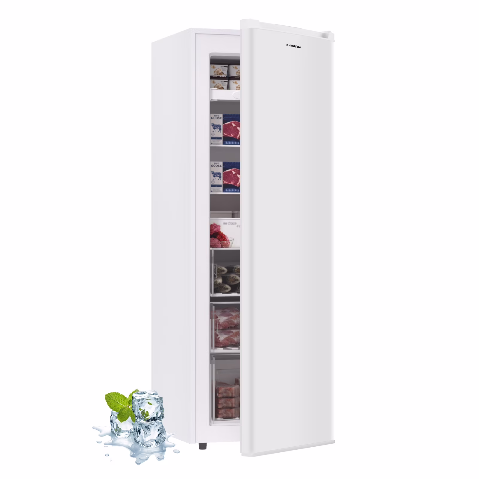 BANGSON Upright Freezer, 7.0 Cu.ft Freestanding Freezer, Convertible Upright Freezer/Refrigerator, Single Door for Kitchen, Office, Apartment, Silver