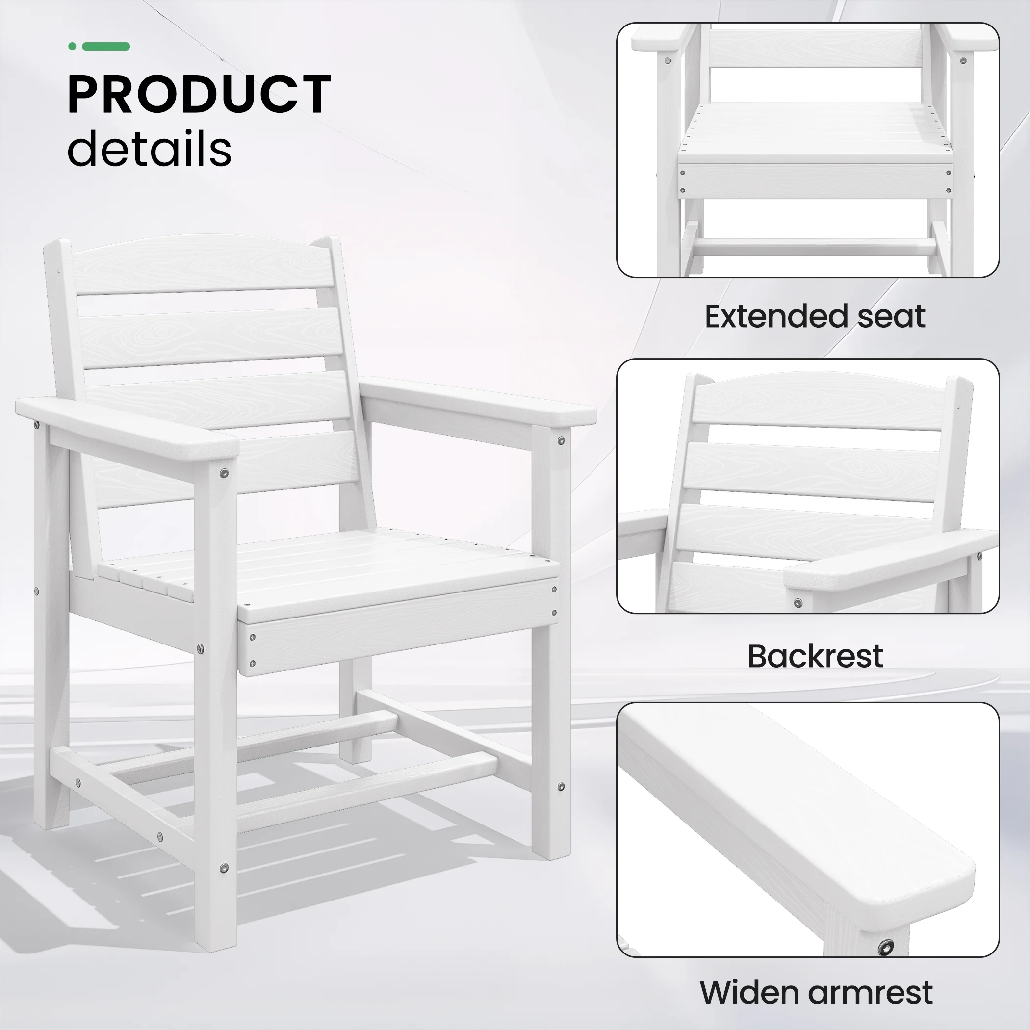 SERWALL Outdoor HDPE Dining Table Set, 7-Piece Outdoor Dining Table Sets with Umbrella Hole, Grey