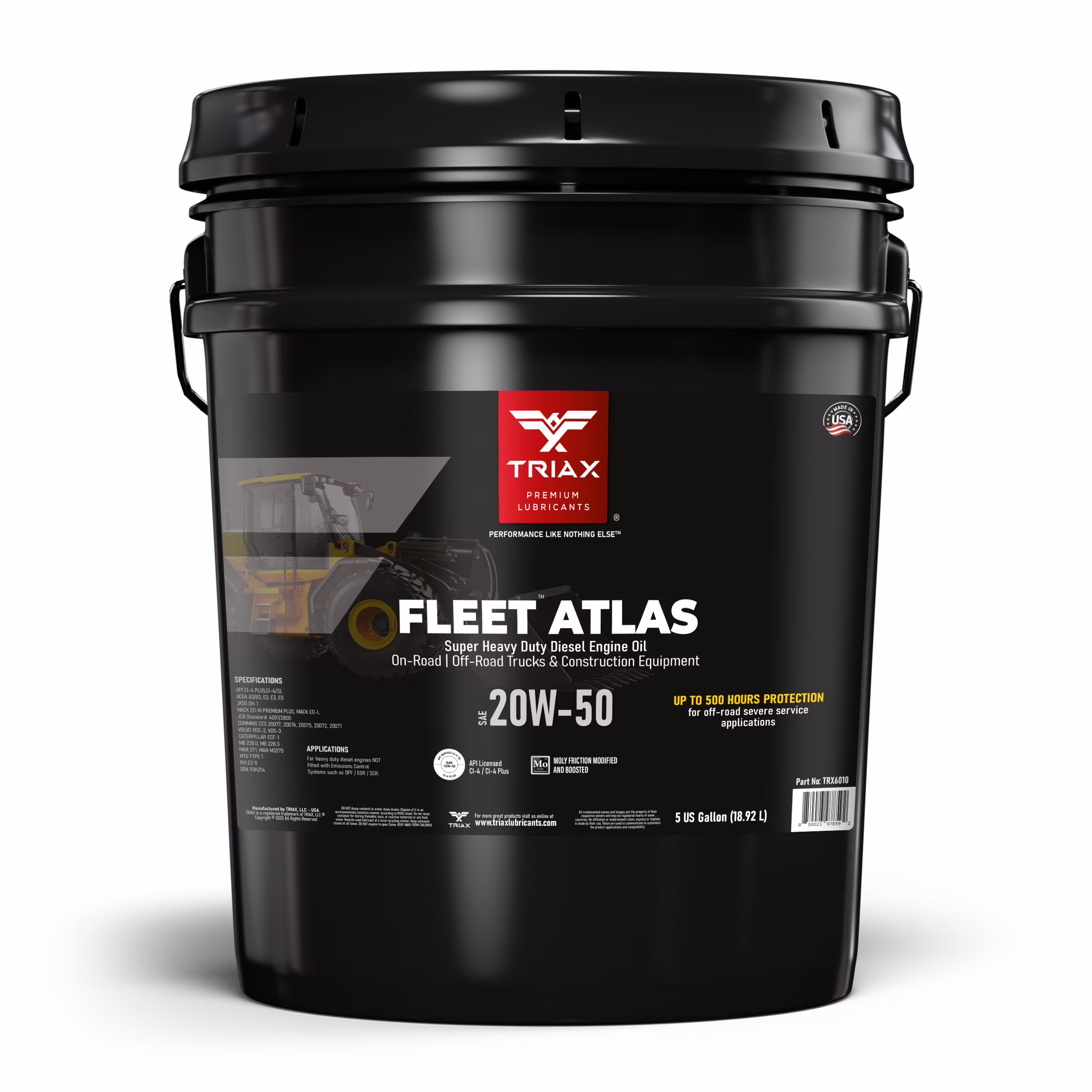 TRIAX Fleet Atlas 20W-50 Super Heavy Duty Diesel Engine Oil, 5 Gallon Pail