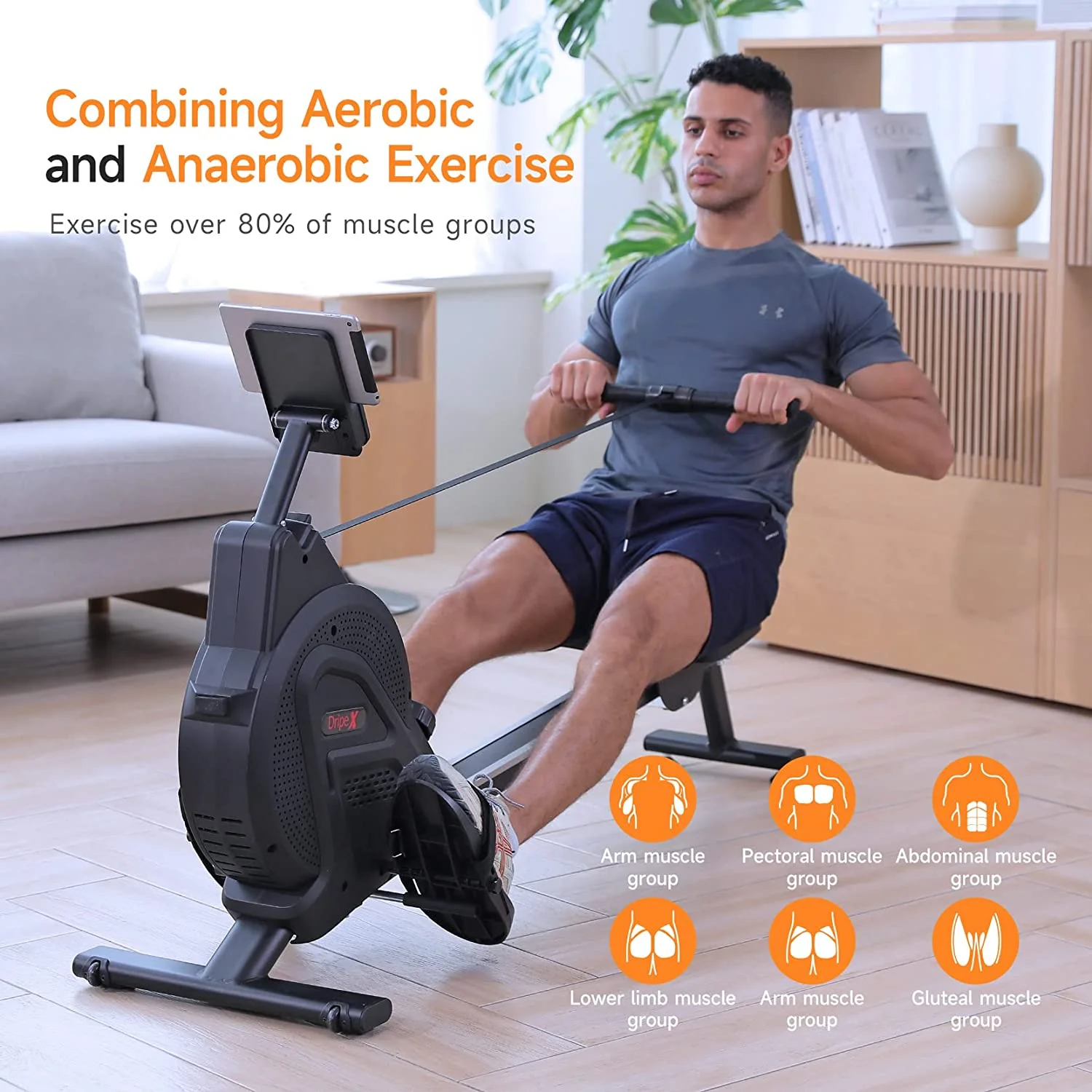 Dripex Magnetic Rowing Machine, Black, 242 lb