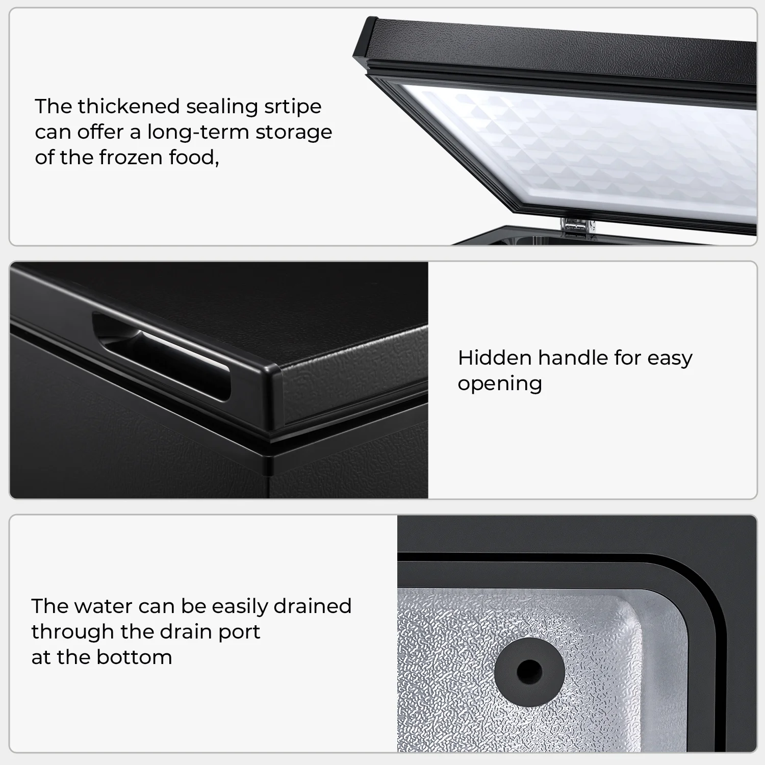 WAA 1.8 cu.ft. Chest Freezer Free Standing Top open Door Deep Compact Freezer Suitable for Home/RV/Kitchen/Office Black