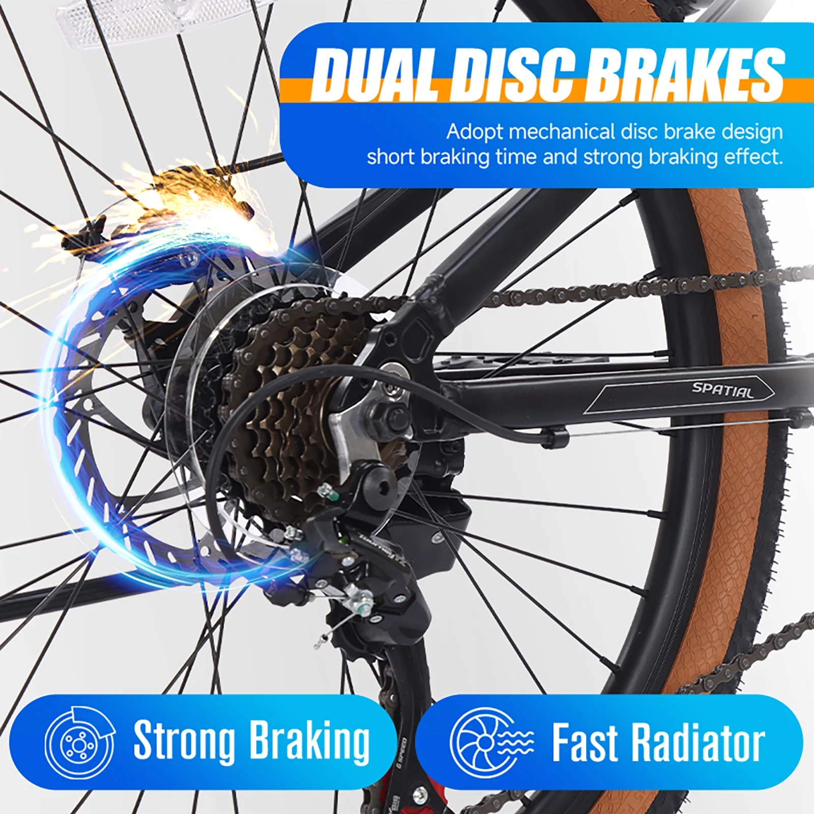 SPATIAL 24 inch Mountain Bicycle for Teenagers,21-Speed Gears MTB Mountain Bikes,Aluminum Frame Dual Disc Brakes