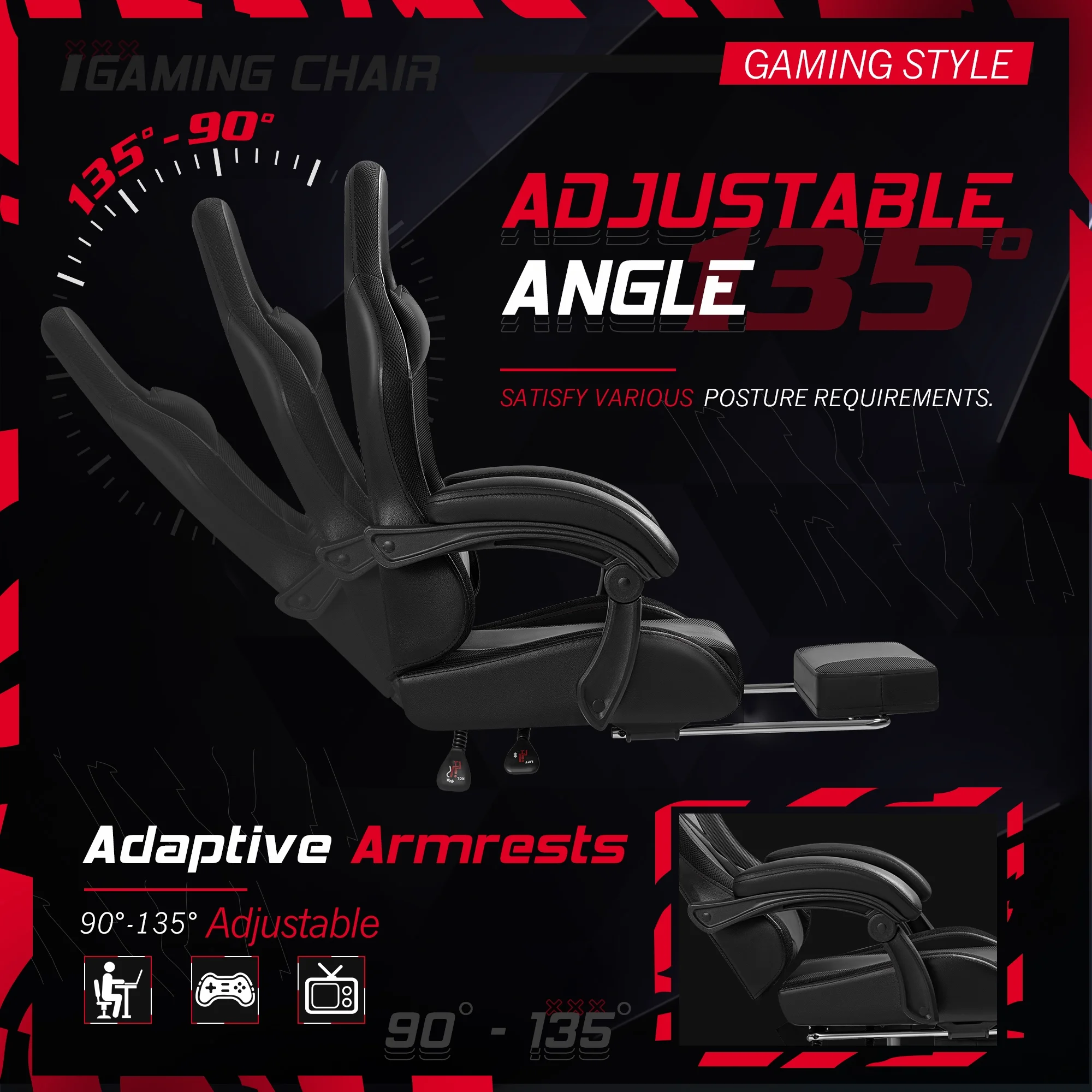 Homall RGB Gaming Chair with Massage and LED Lights Ergonomic Computer Chair with Footrest & Adjustable Lumbar Support, White