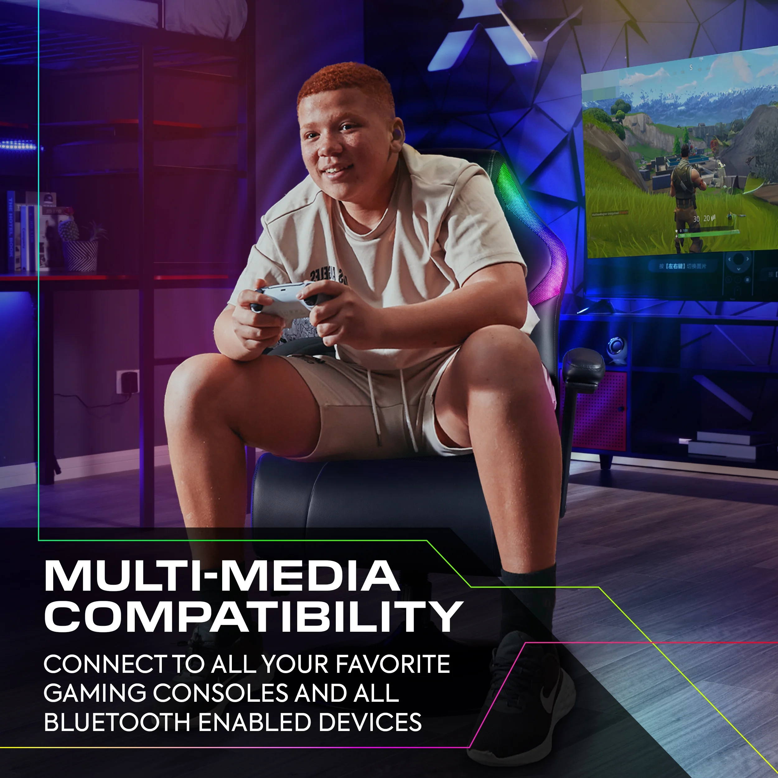 X Rocker Nemesis RGB Pedestal Gaming Chair, Black