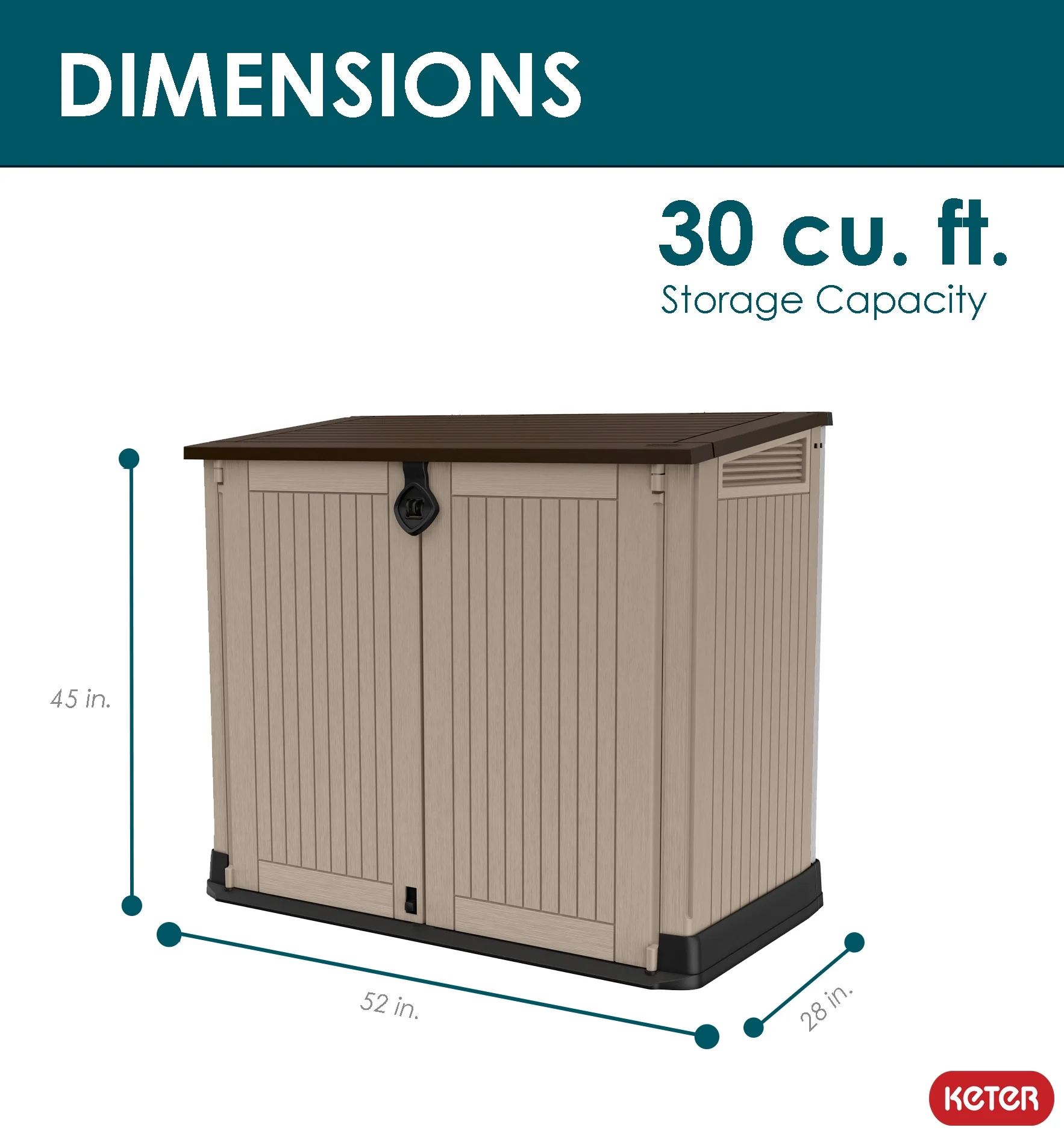 Keter S.I.O Midi 4.3' x 2.3' x 3.7' Horizontal Resin Outdoor Storage Shed with Durable Floor, Grey