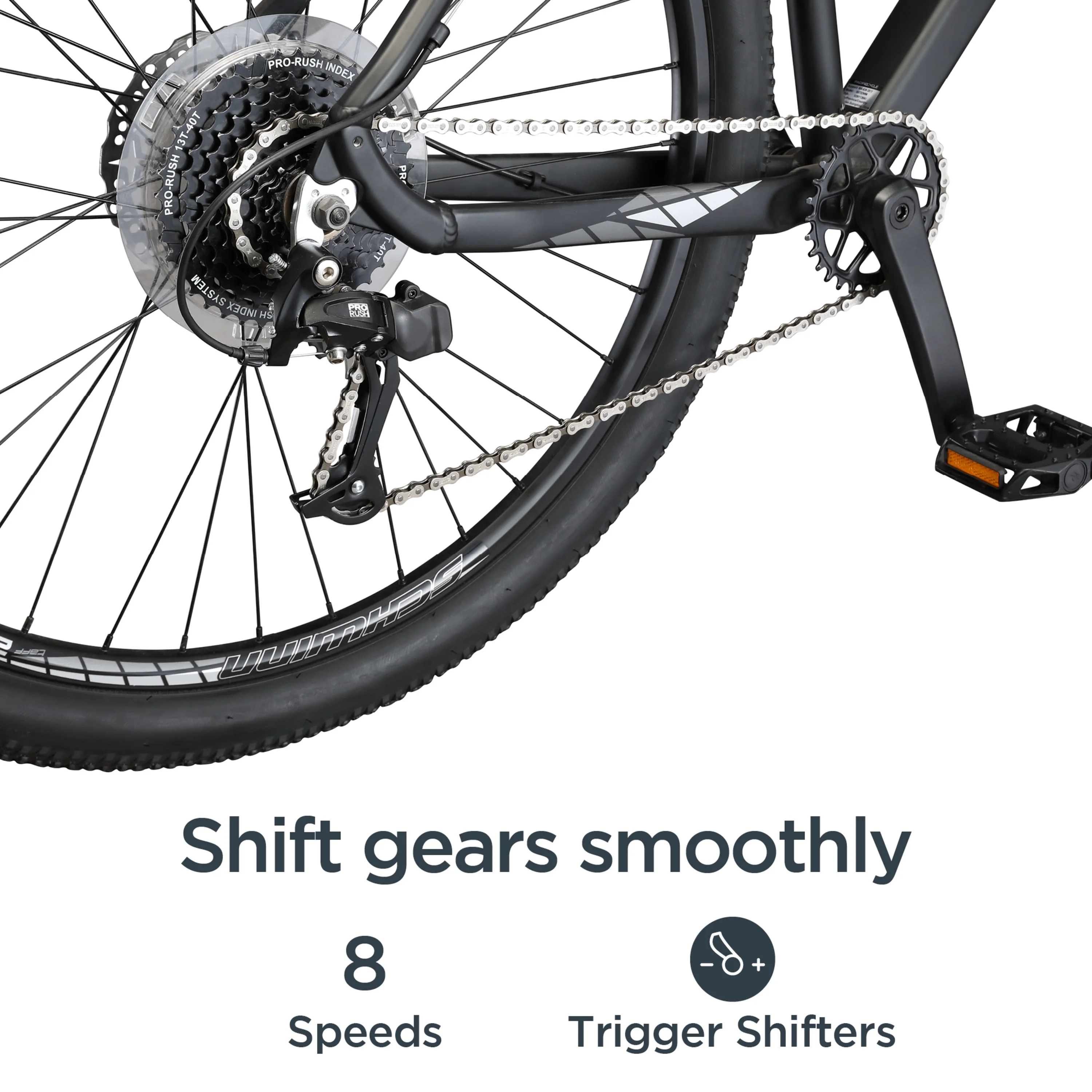 Taff Mountain Bike, 29-Inch Wheels, 8 Speeds, Black / White