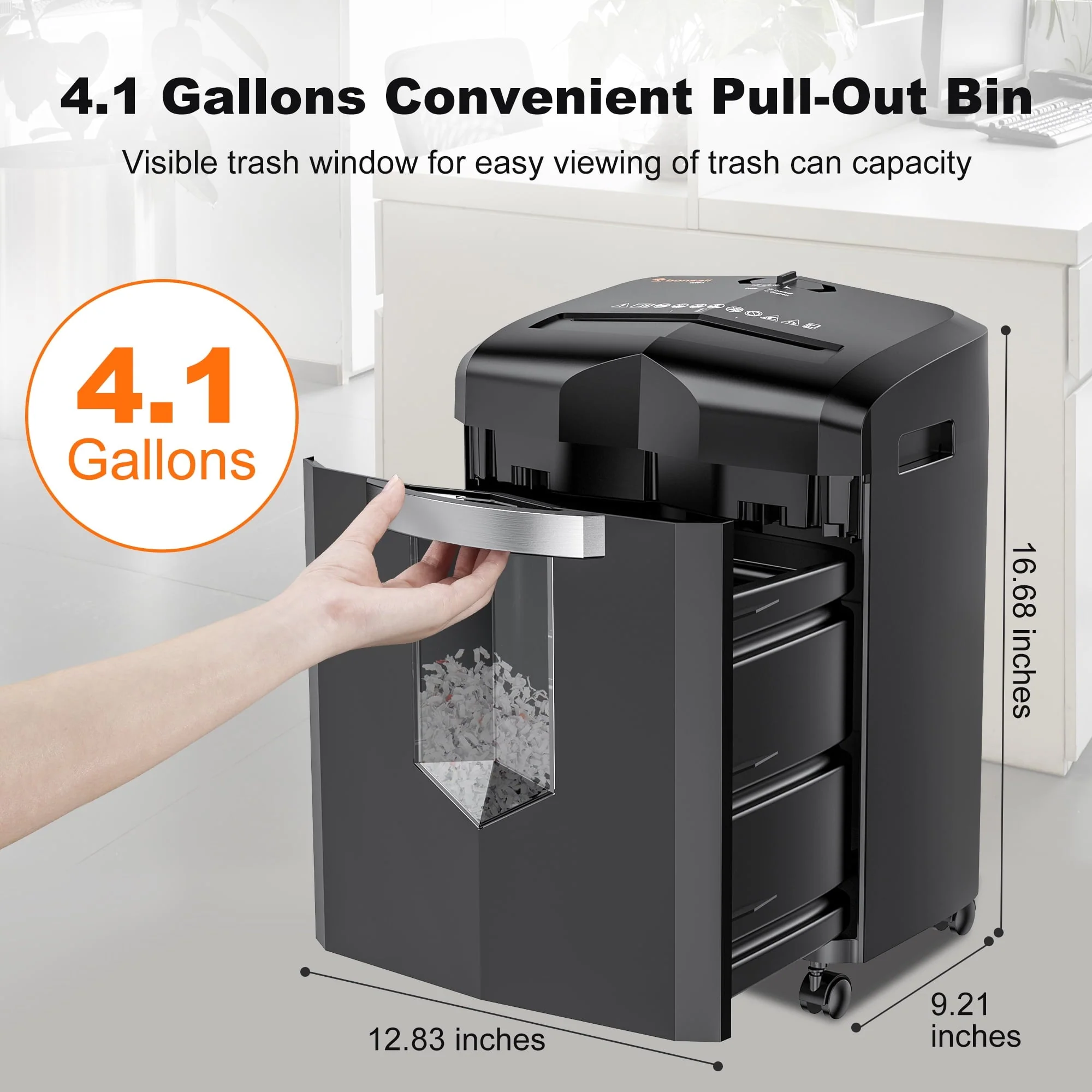 Bonsaii 12-Sheet Micro Cut Paper Shredder Heavy Duty Shredder with 4.1 gal Pullout Bin