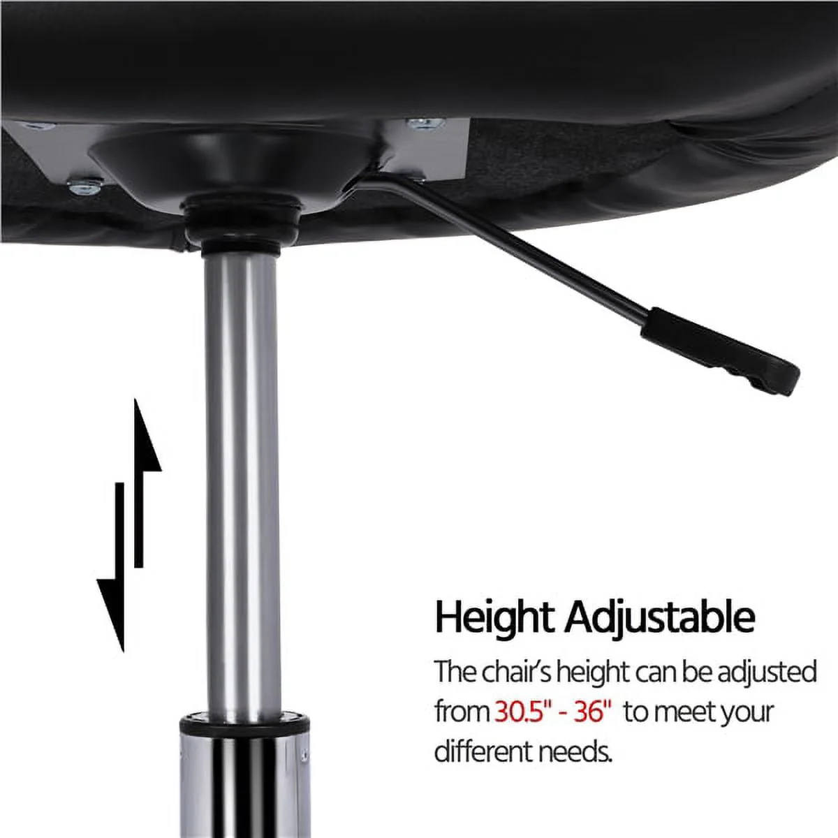 Alden Design Modern Tufted Adjustable Barrel Swivel Accent Chair, Black Faux Leather