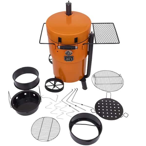 Bronco Pro Charcoal Drum Smoker and Grill in Orange with 366 sq. in. Cooking Space