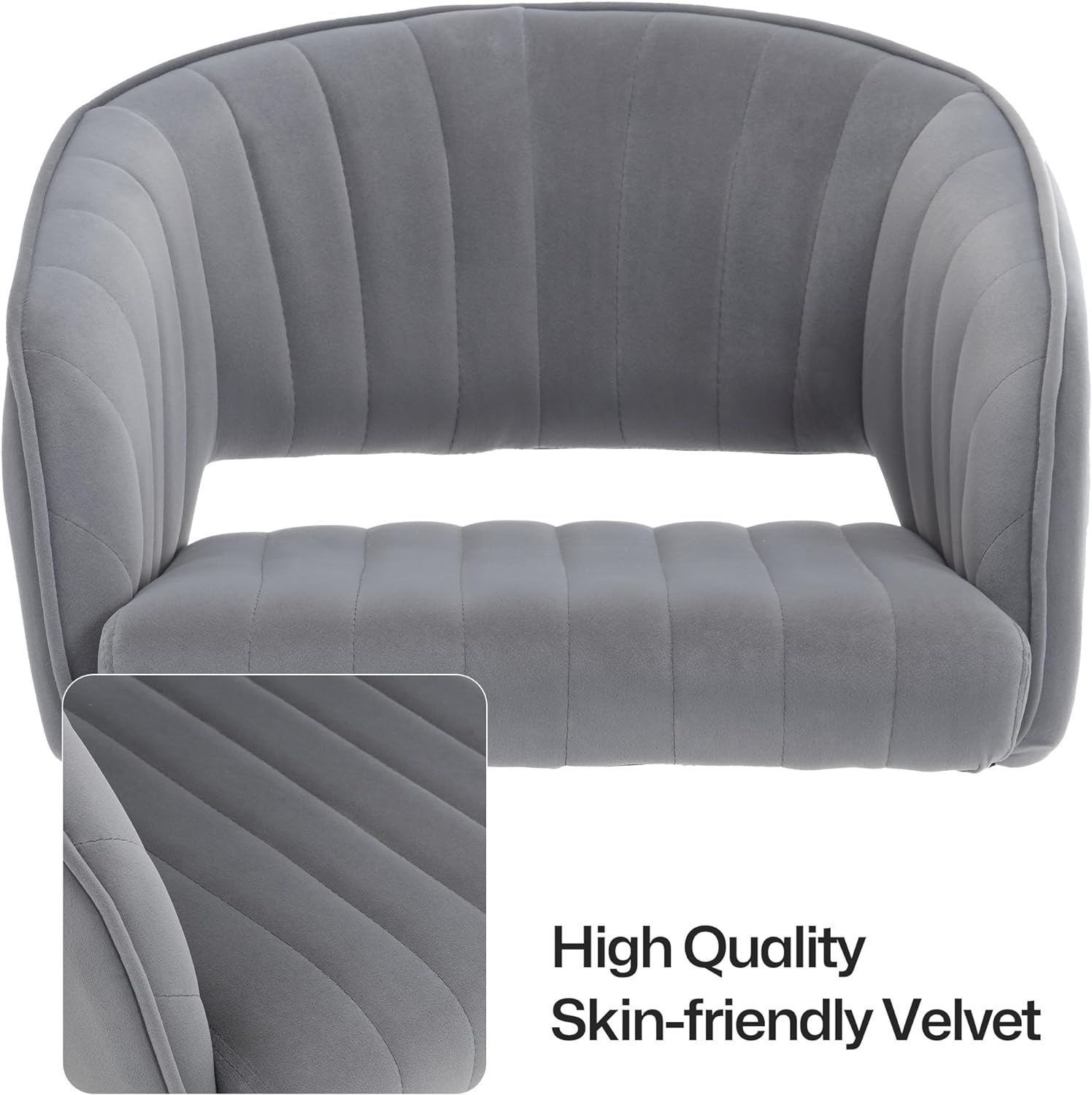 Home Office Swivel Desk Chair, Modern Velvet Vanity Chair, Height Adjustable Armchair with Gold Base, Ergonomic Office Chair for Task Study Computer Room, Beige