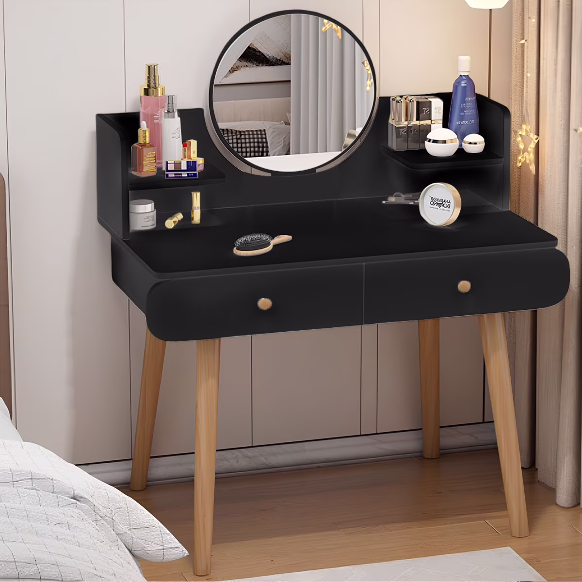 EONROACOO Makeup Vanity Table with Mirror, Dressing Table Vanity Desk, Adult Teen(White)