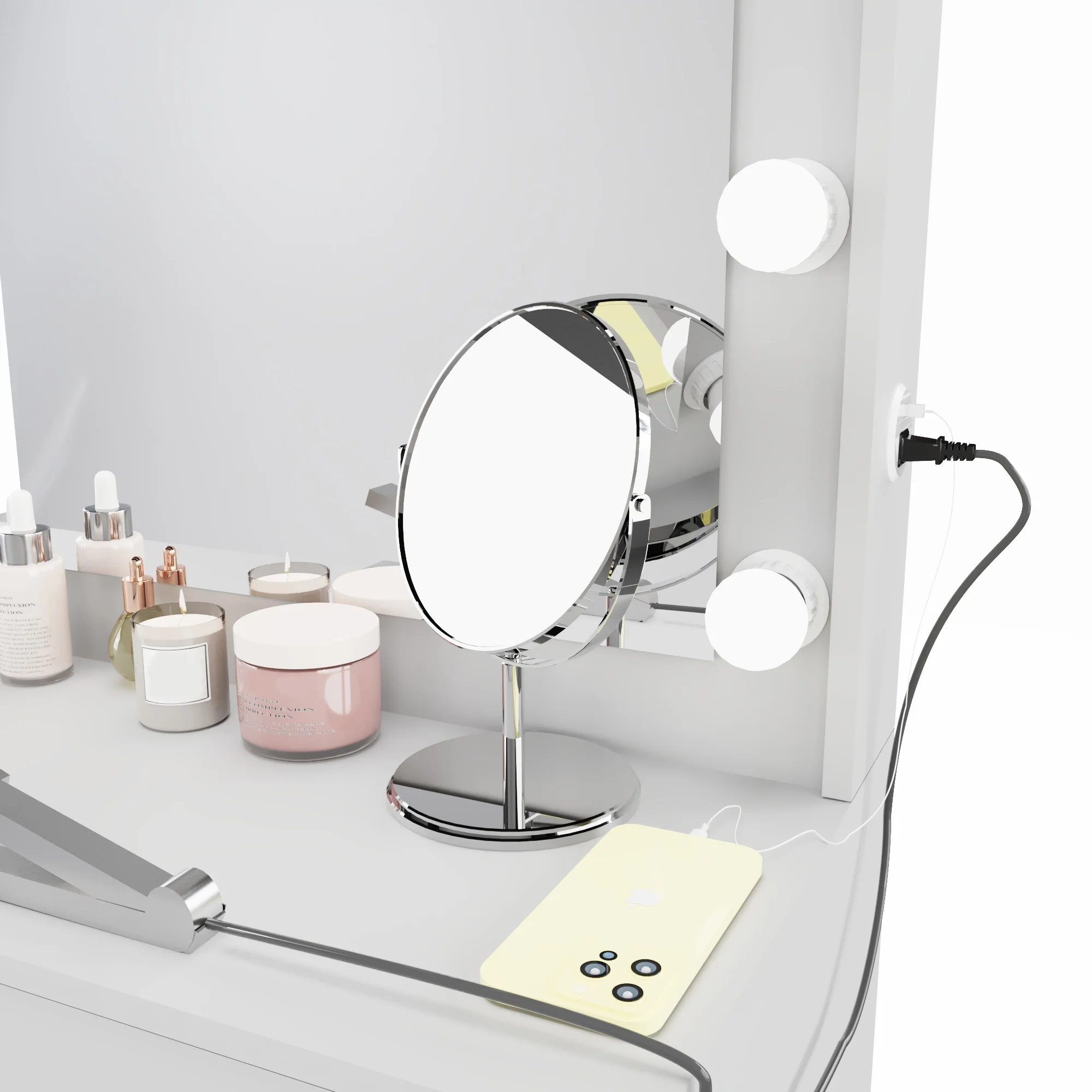 Boahaus GRWM Diana White Makeup Vanity with 7 Drawers, Mirror, Lights & Charging Station