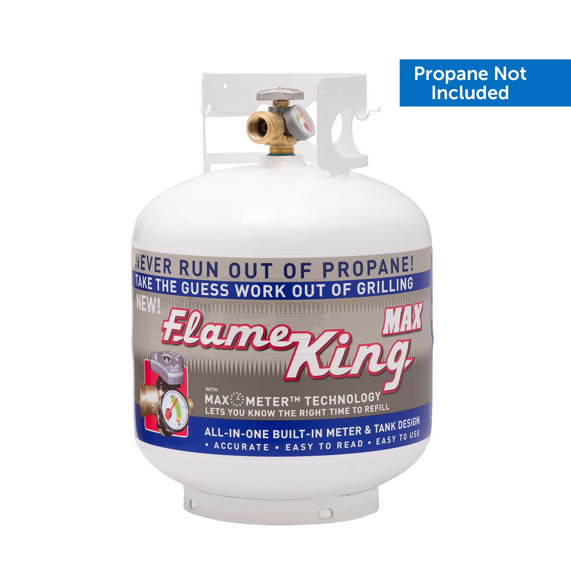 Flame King Empty Steel Propane Tank LP Cylinder with OPD Valve & Built-in Gauge, 20 lbs
