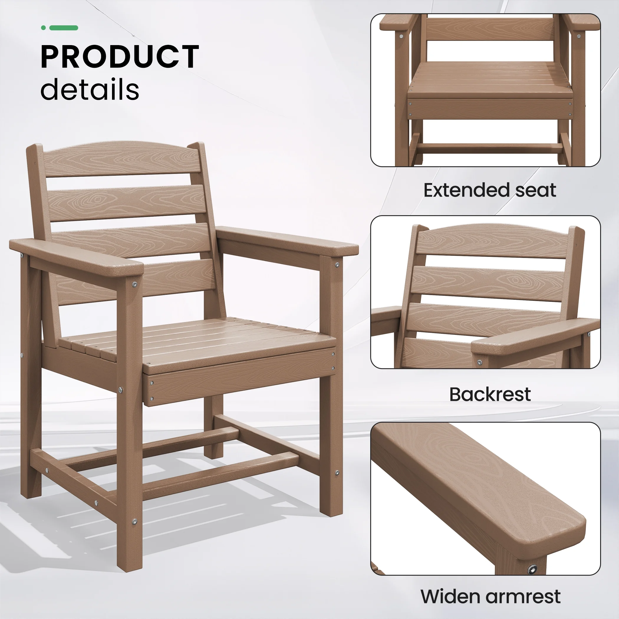 SERWALL Outdoor HDPE Dining Table Set, 7-Piece Outdoor Dining Table Sets with Umbrella Hole, Grey