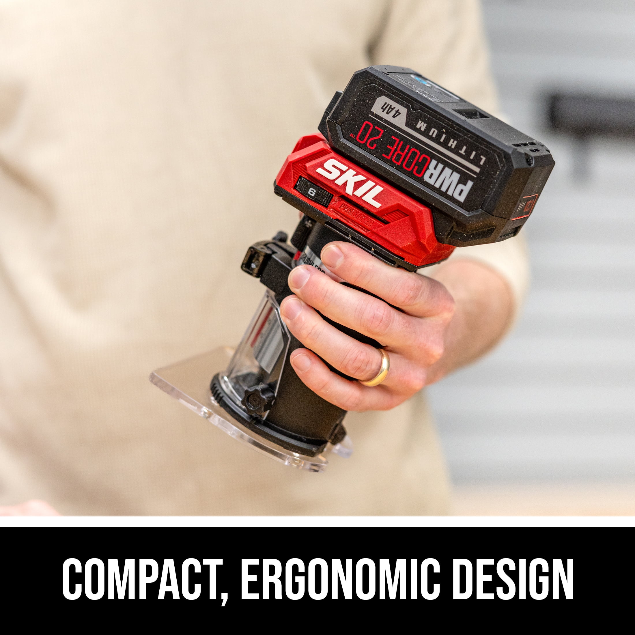 SKIL RT1430B-10 PWR CORE Brushless 20V Compact Router Kit, 3 Piece Bit Set Included with 4.0Ah Battery and Charger