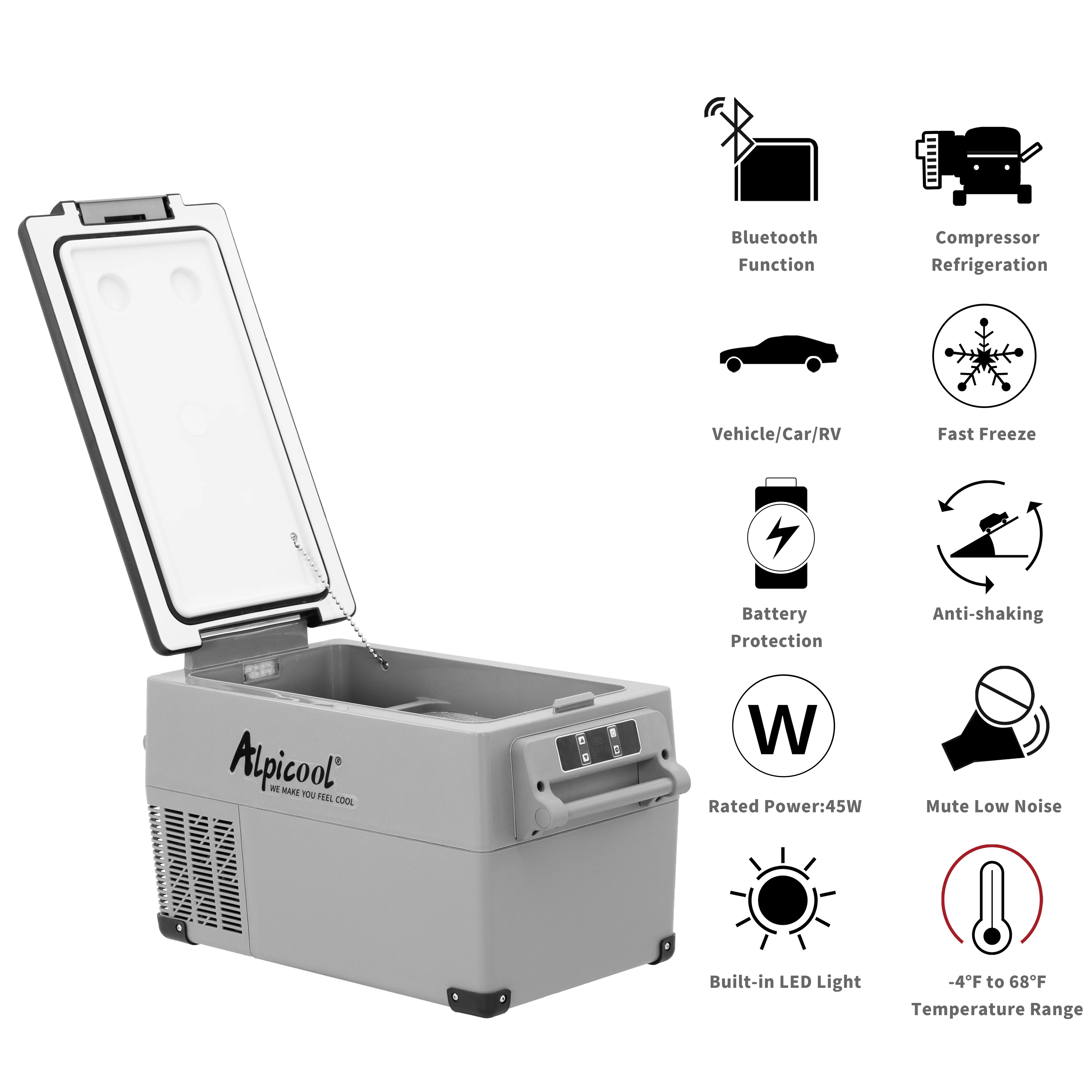 Alpicool CF55 Portable Refrigerator 12 Volt Car Freezer 58 Quart(55 Liter) Vehicle, Car, Truck, RV, Boat, Mini fridge freezer for Driving, Travel, Fishing, Outdoor -4��F to 68��F